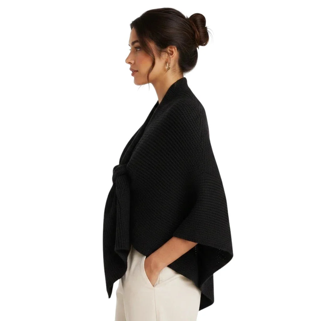 Free Spirit Black Knit Wrap NEW One Size