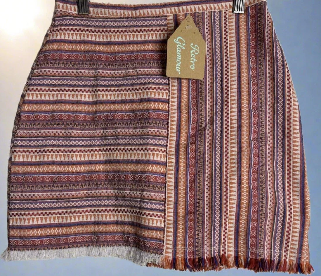 Aztec Patterned Skirt - Boho Print (Size XS)
