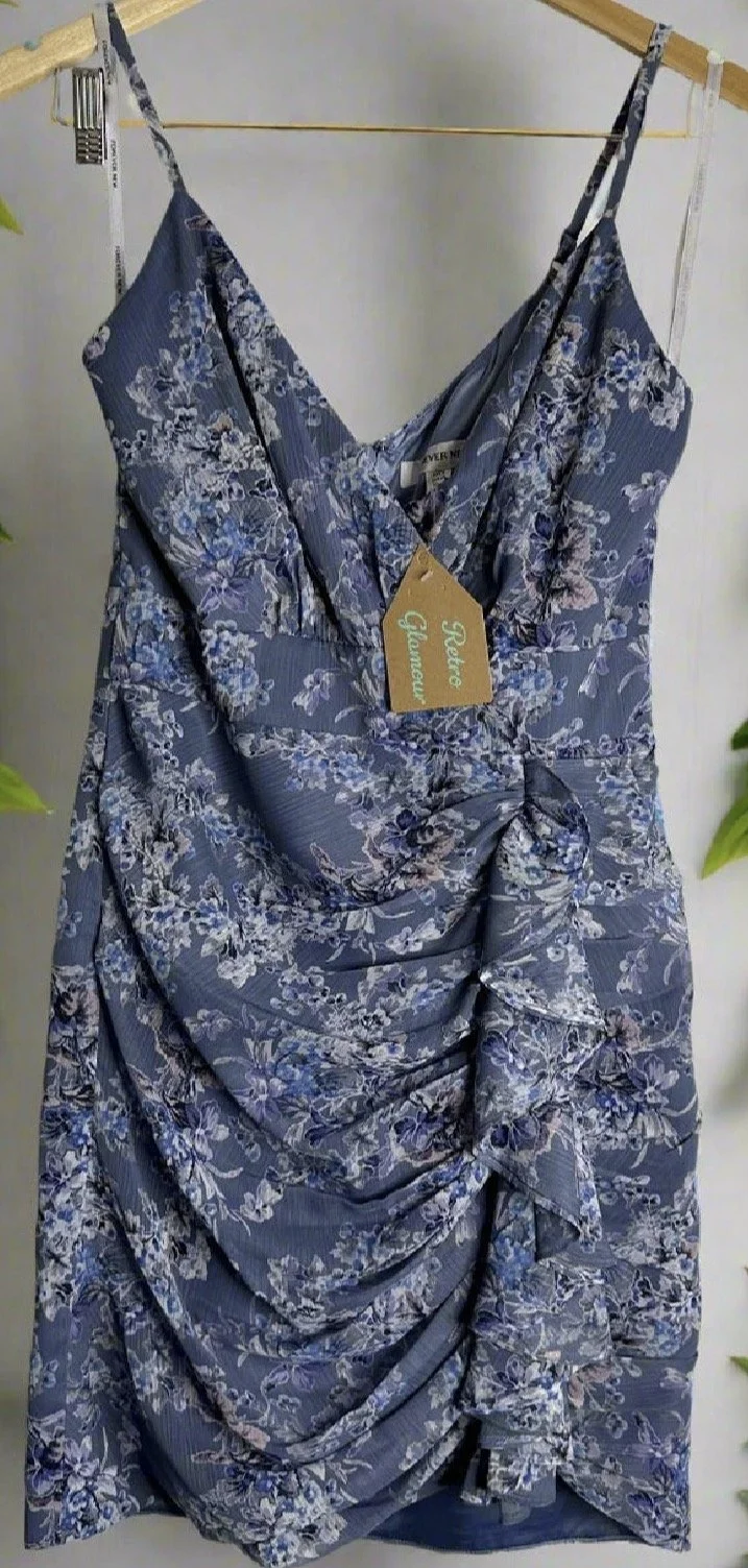 Blue Floral  Sleeveless Dress - Fresh Feminine (Size 8)