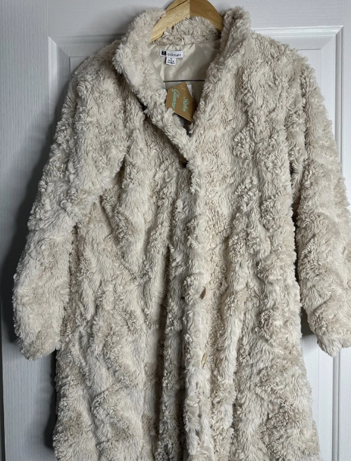 Cream Fur Jacket - Luxe Winter Style (Size 10 )