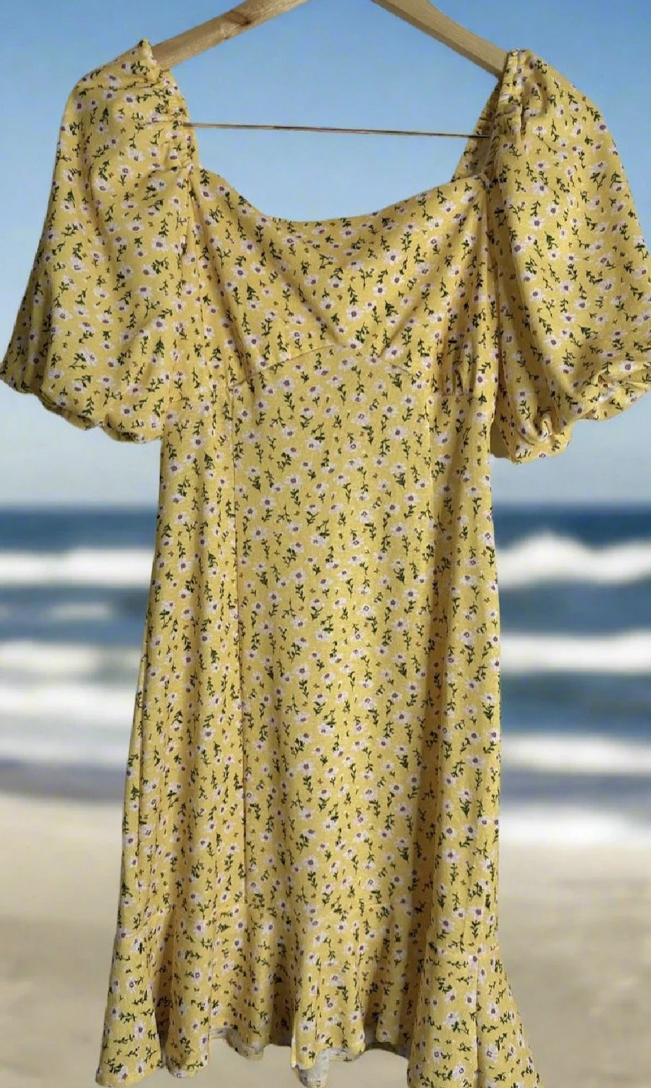 Yellow Floral Sun Dress - Bright Summer (Size 10)