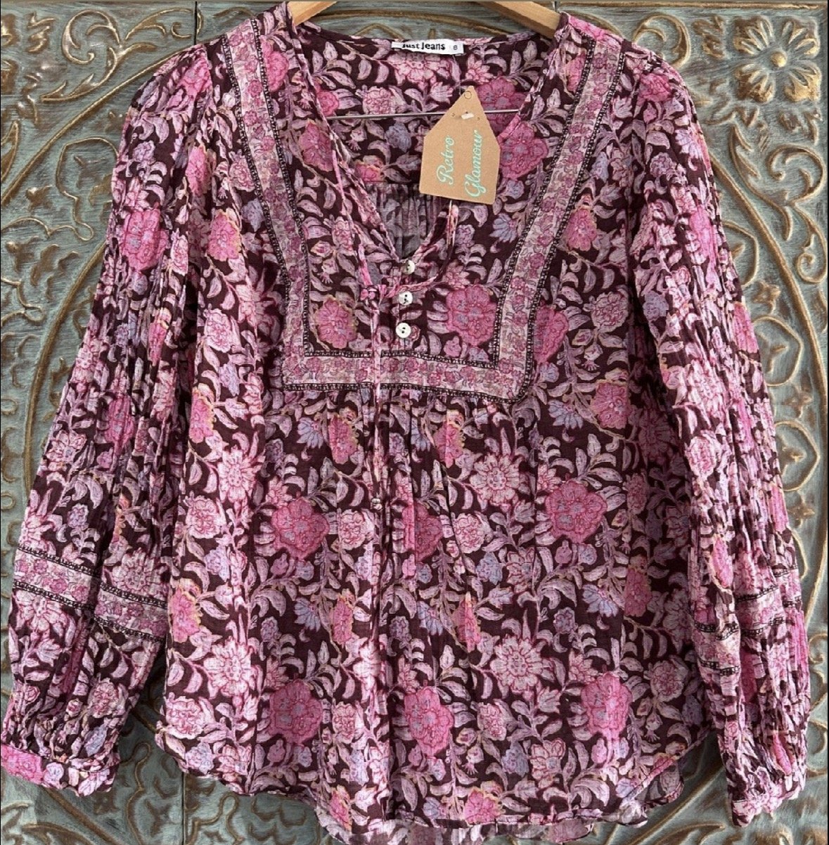 'Just Jeans' Pink Floral Blouse (Size 12)