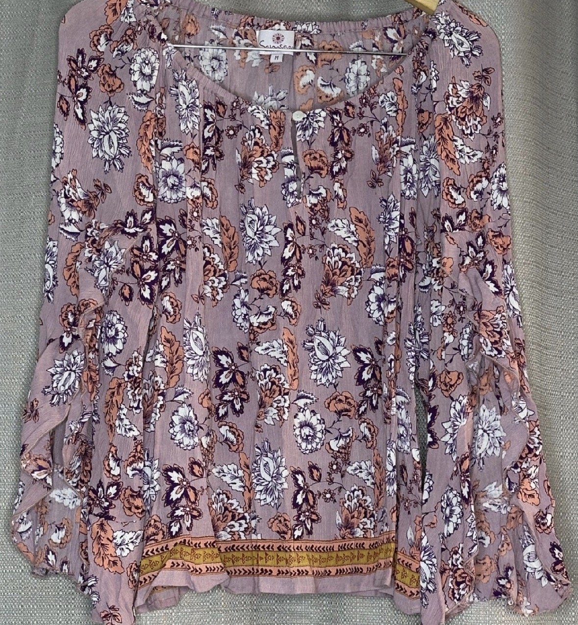 'Samsaara' Purple Floral Blouse (Size 12)