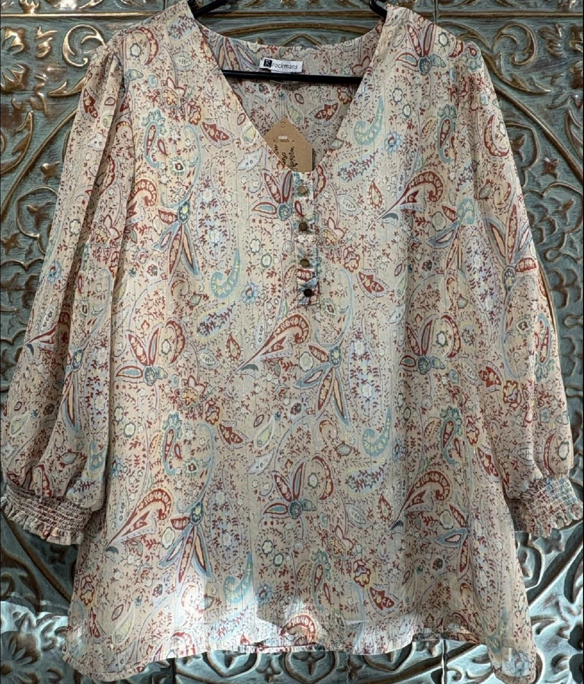 Paisley Autumn Blouse - Boho Print (Size 14)