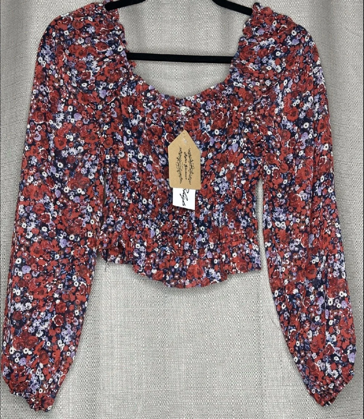 'Miss Shop' Rose Garden Off-Shoulder Blouse- (Size 6)