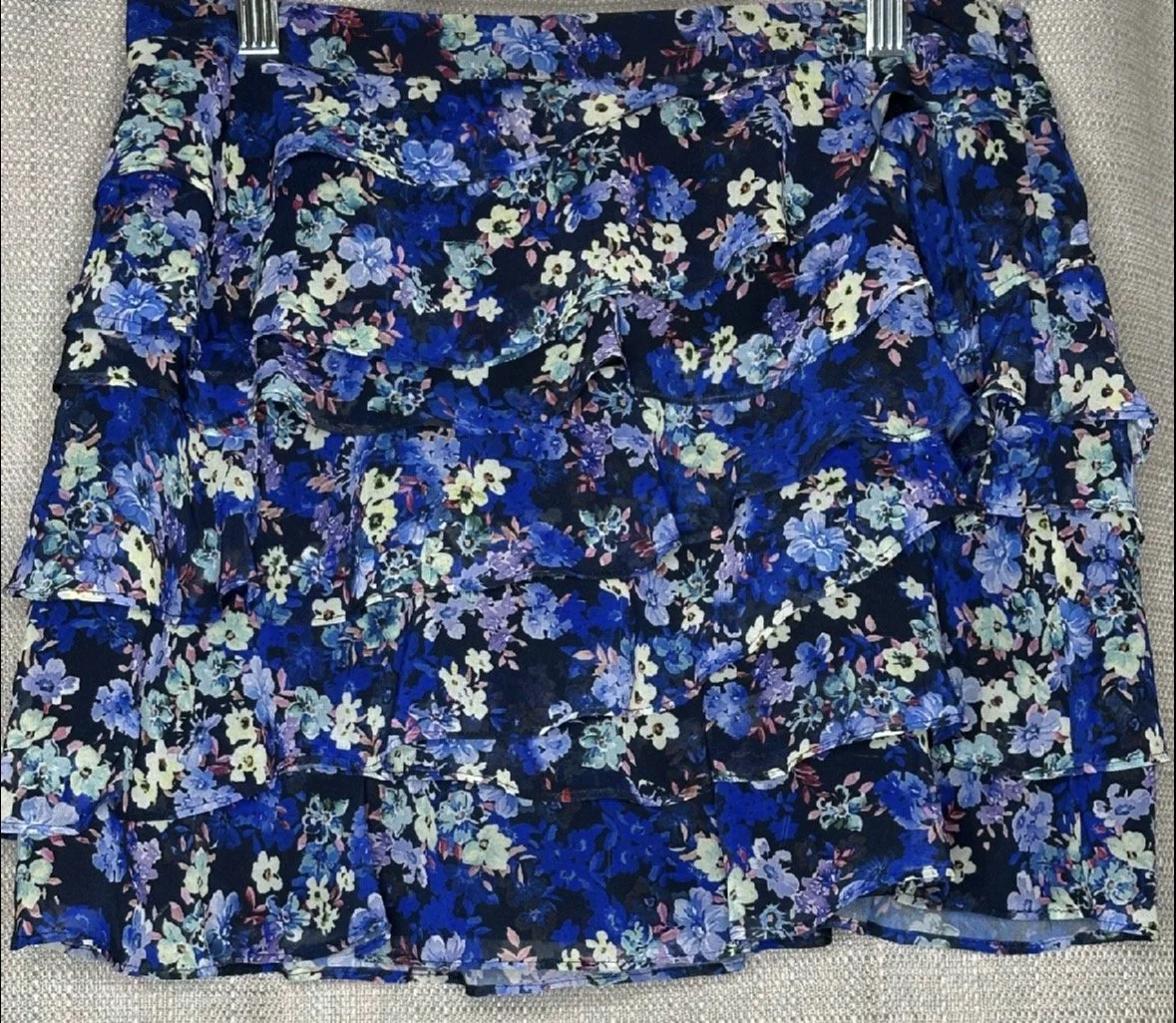 Blue Layered chiffon Frill Skirt - Casual Whimsical (Size 8)