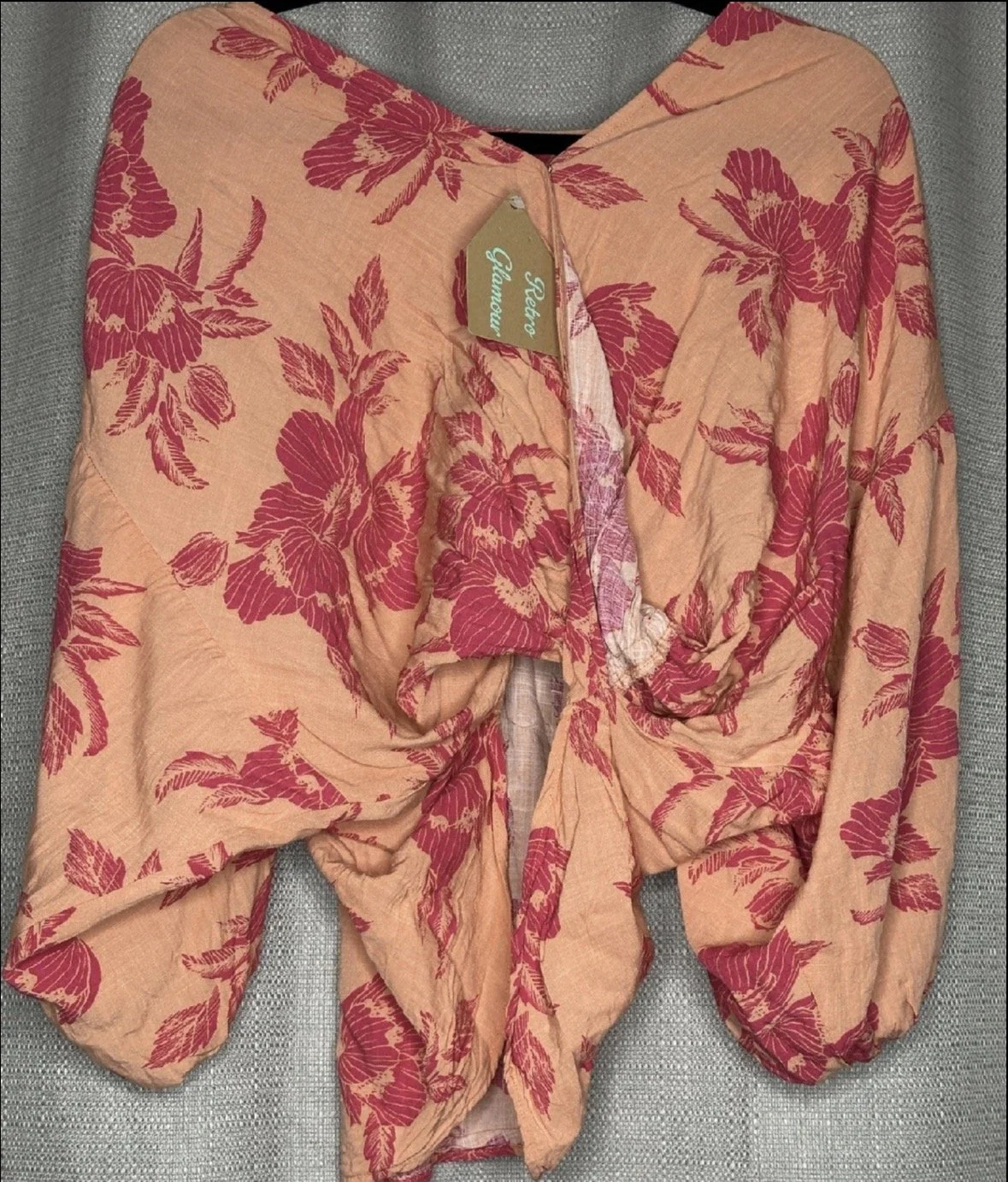 Hawaiian Bold Print Wrap Blouse - Boho Casual (Size 10)