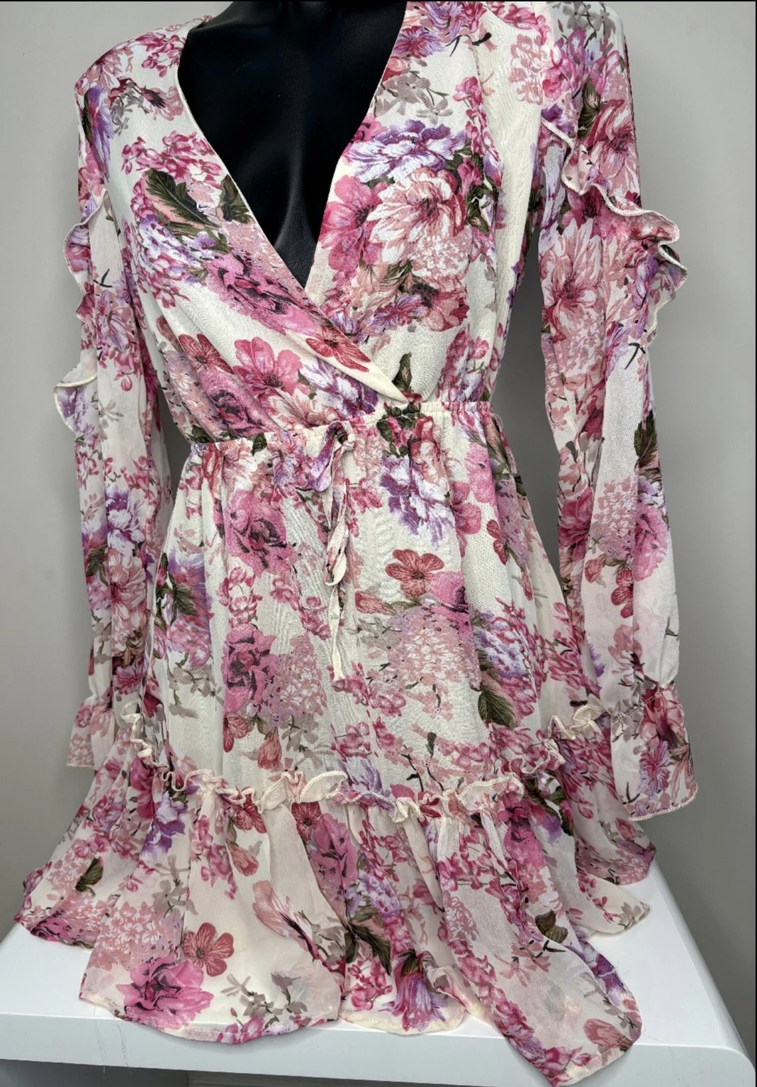 Pink Floral Skater Dress- Feminine Casual (Size 10)