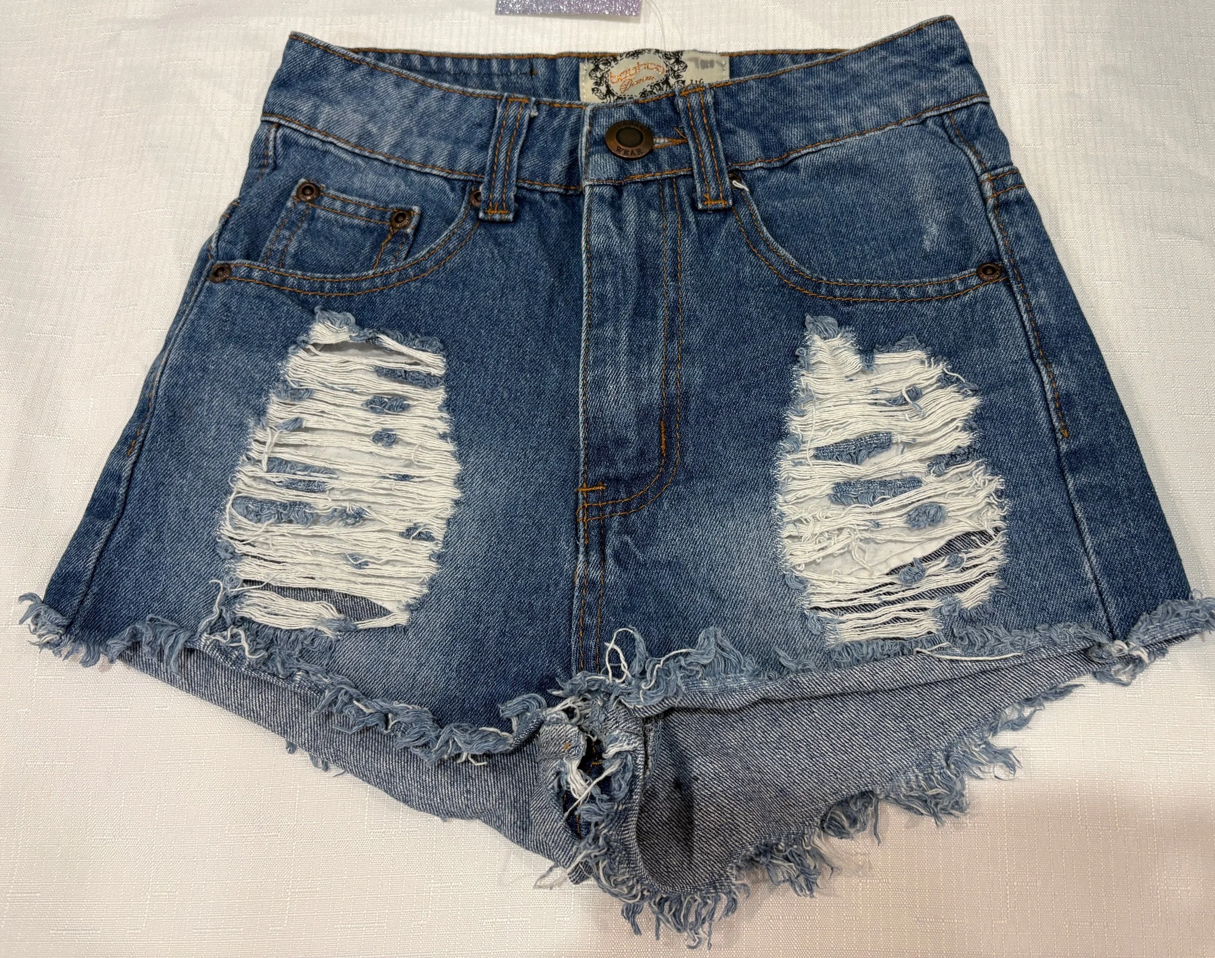 Distressed Booty Shorts - Boho casual (Size 4)