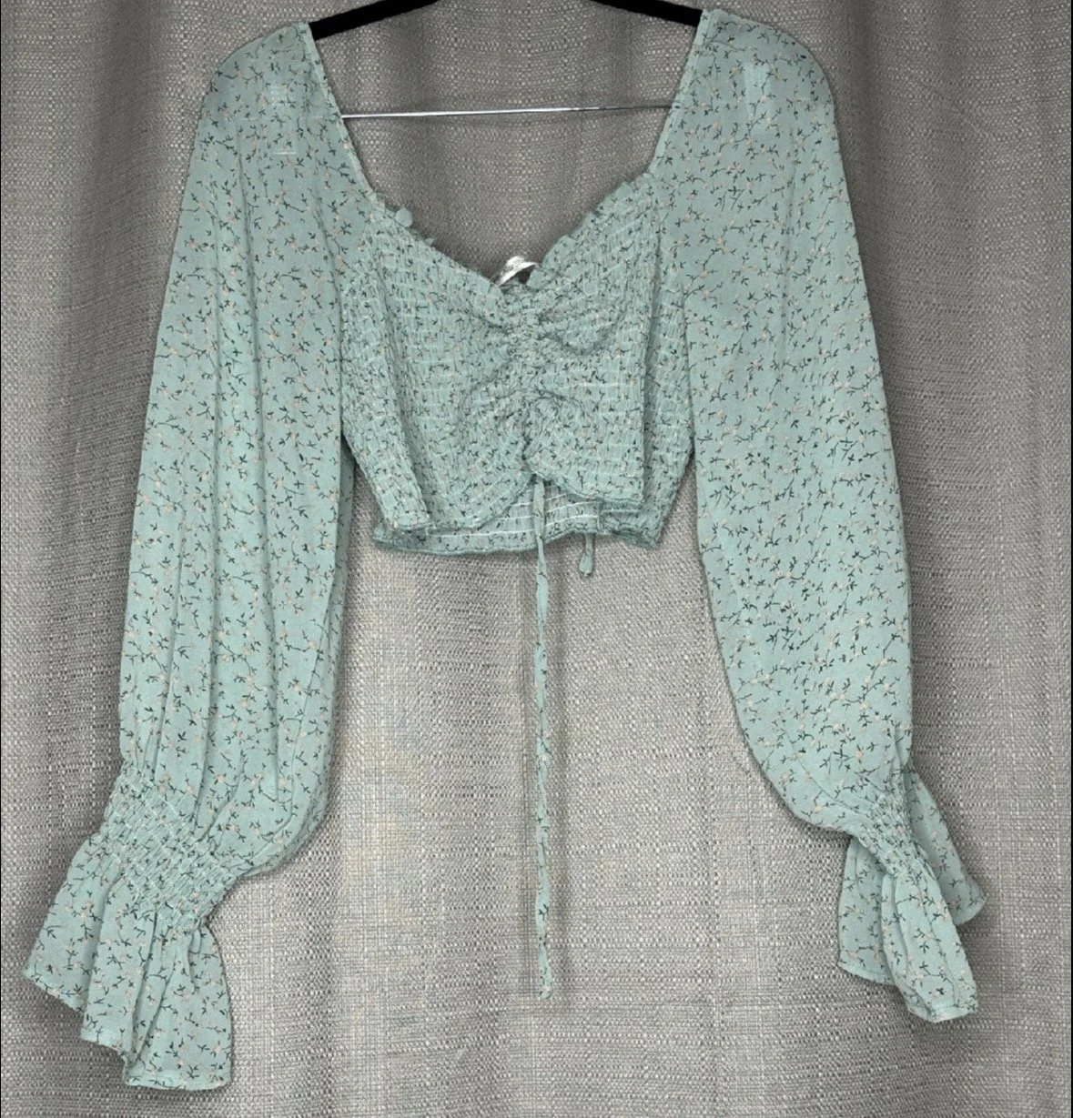 *NEW Rouche Long Sleeve Mint Blouse (Size 8)