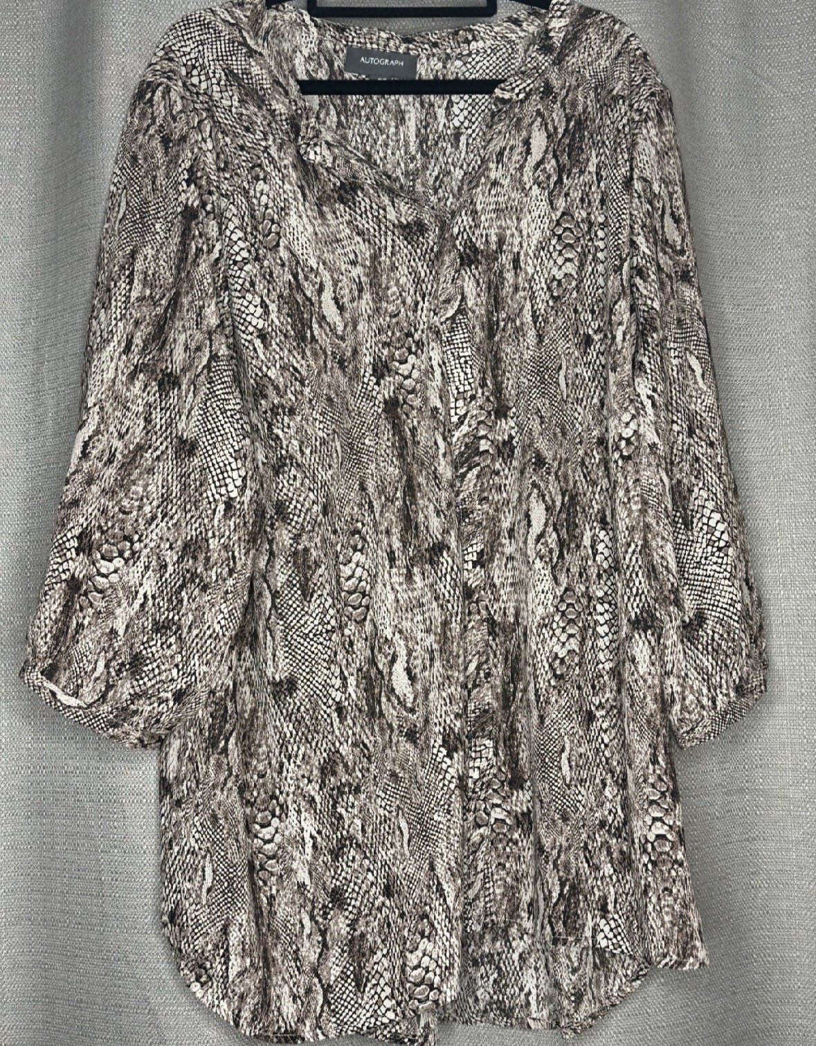Plus Size Long Sleeve Snake Print Blouse- Sophisticated Chic (Size 22)