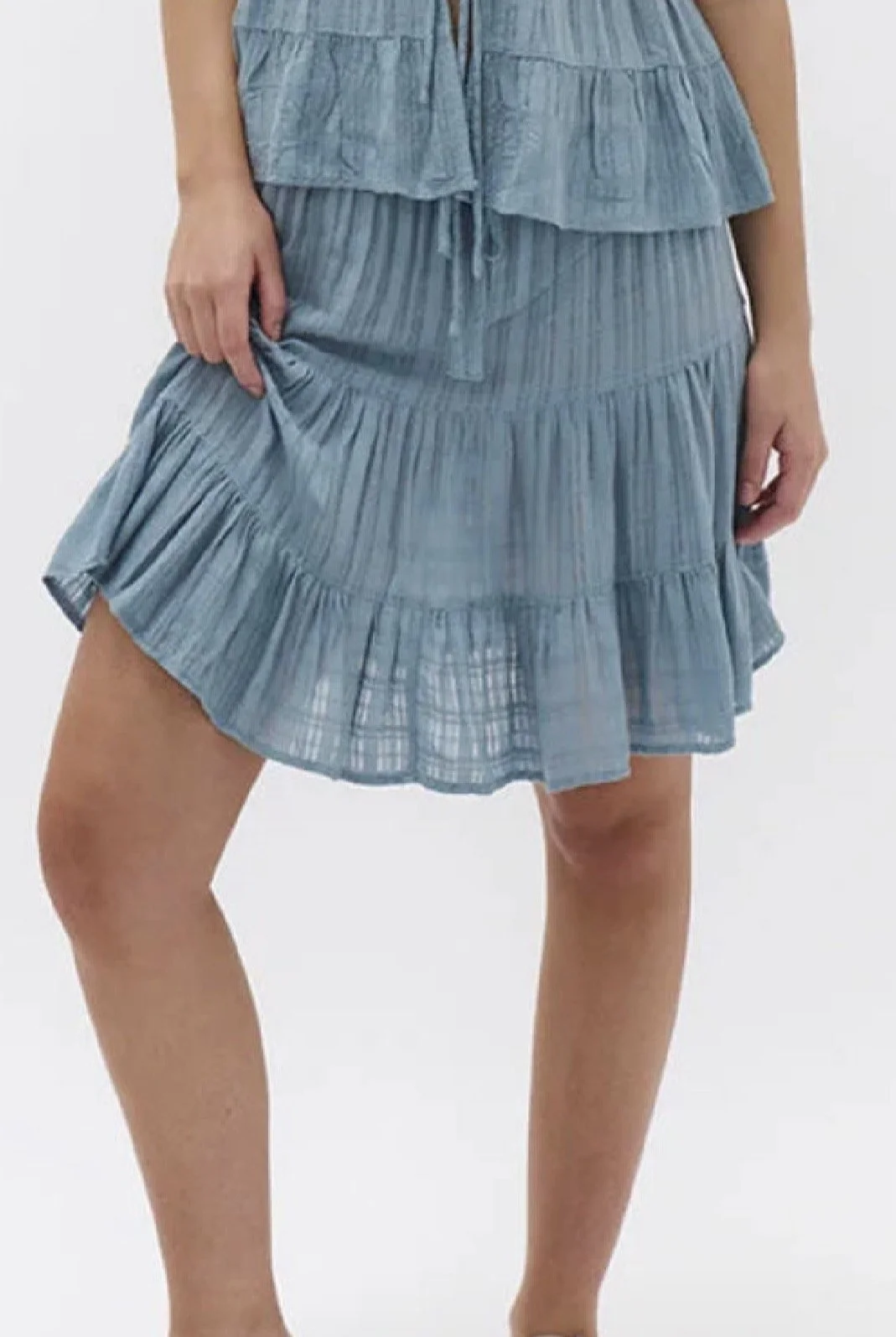 NEW 'Vanessa' Dusty Blue Layered Midi Skirt (Size M)