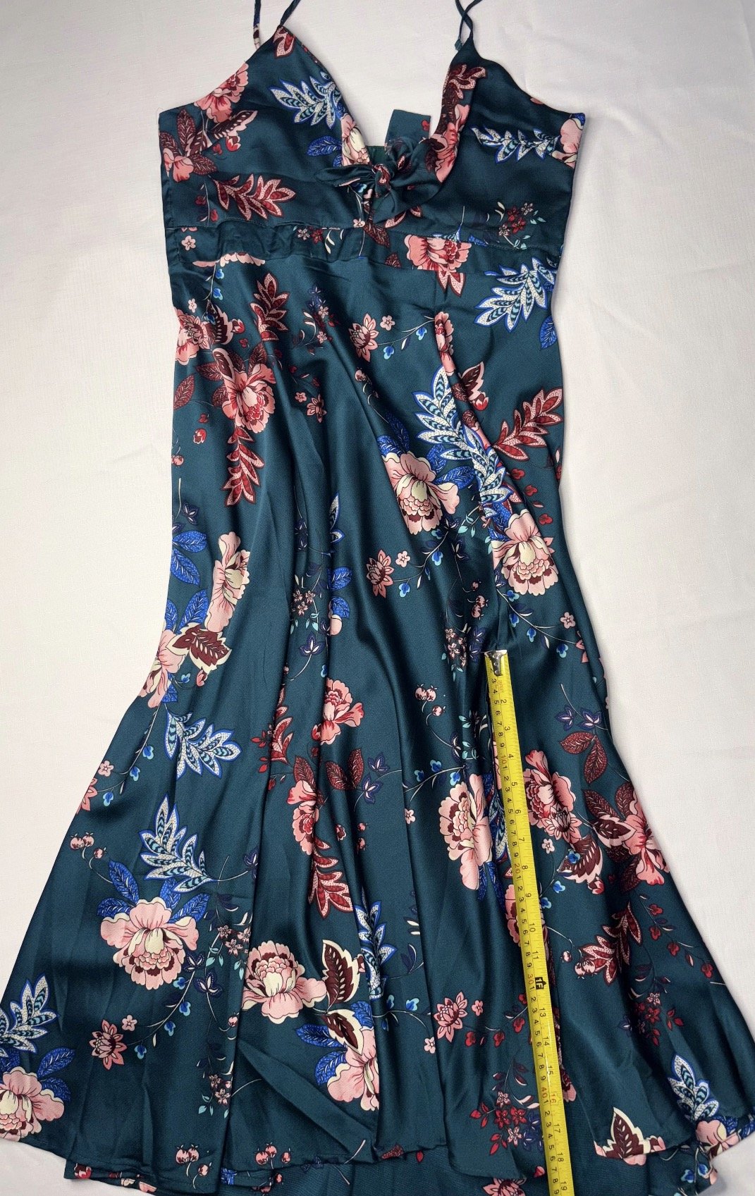 Plus Size Emerald Green Satin Floral Maxi Dress - Statement Print (Size 16)