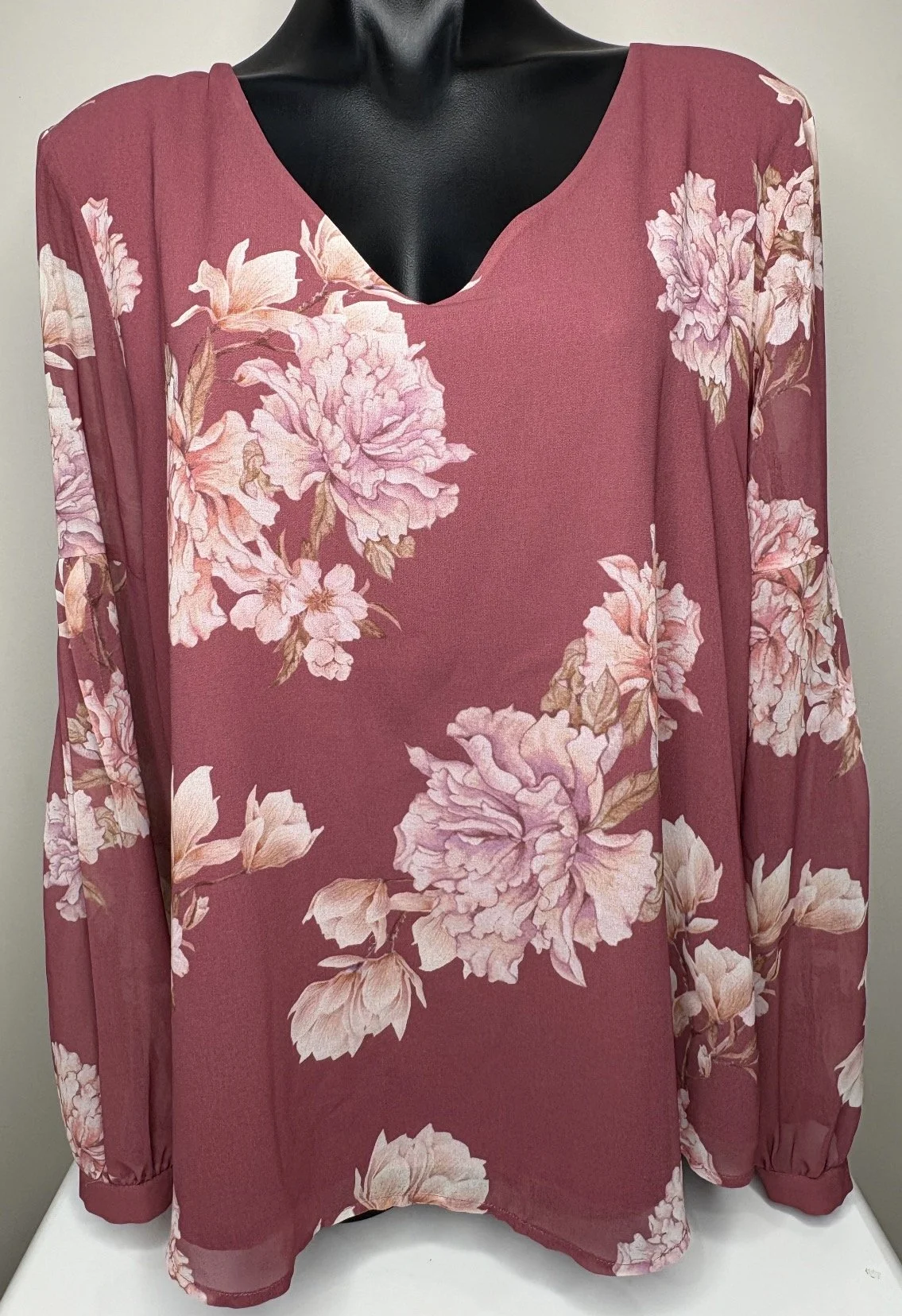 Plus Size Dusty Rose Pink Floral Top - Feminine Summer Style (size 18)