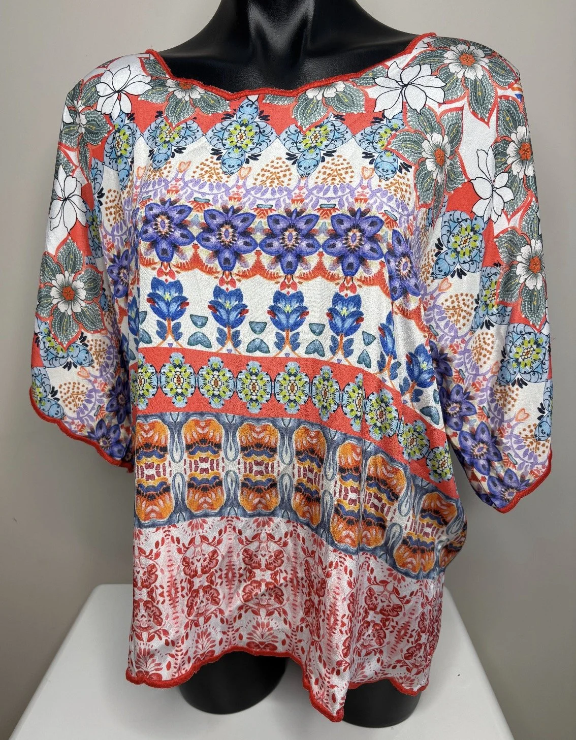 Love Kyla Retro Print Satin Blouse- Smart Casual (Size 12)