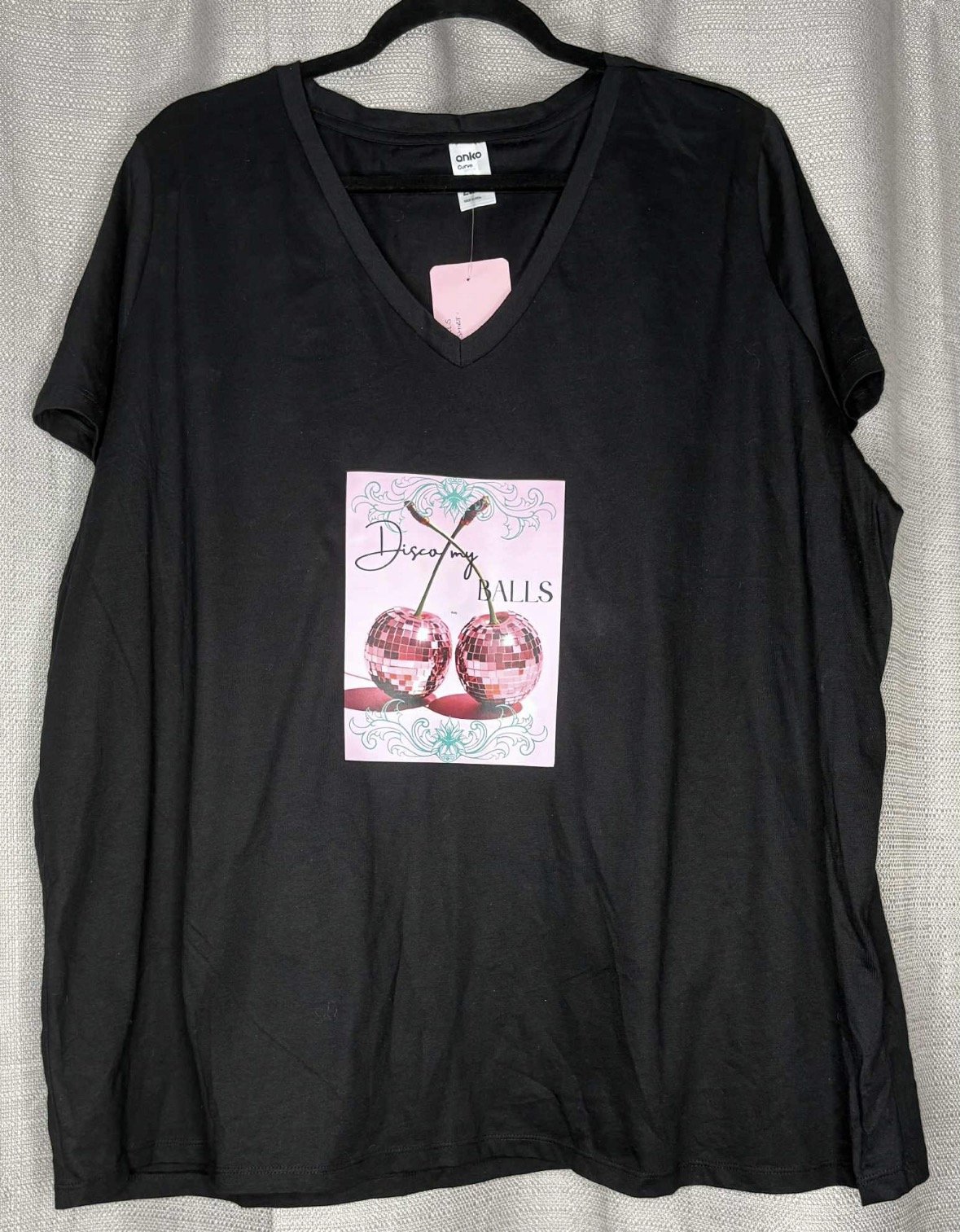 Plus Size 'Disco My Balls' Print T-Shirt-Funny Casual (Size 22)