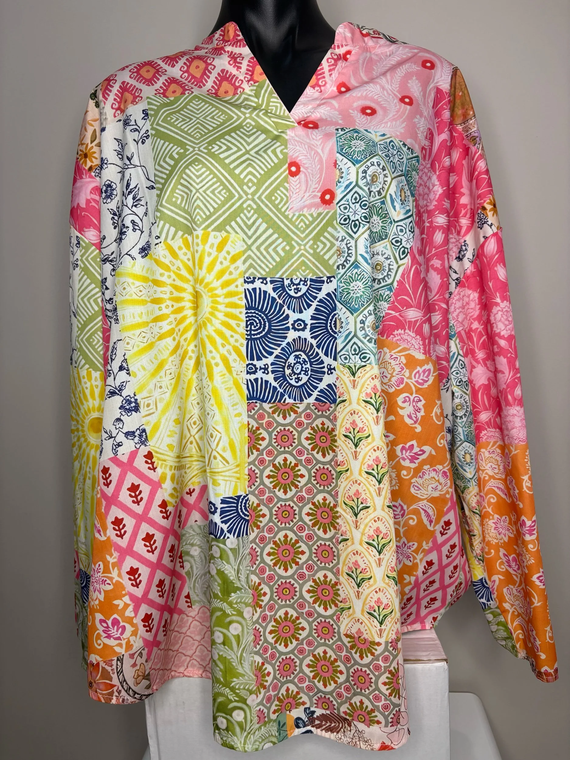 Plus Size Box Vibrant Boho Print Blouse - Smart Casual (Size 6XL)