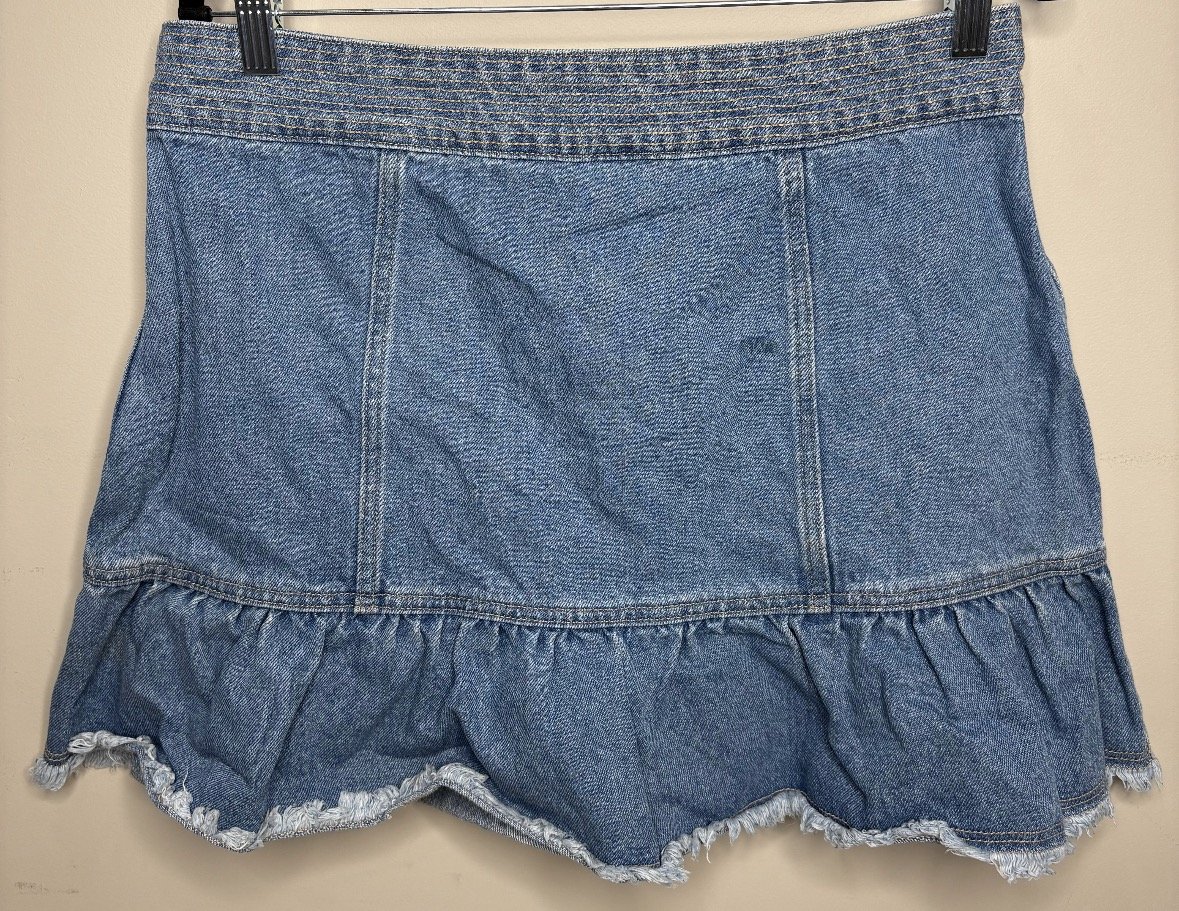 Denim Peplum Skirt - Feminine Flare (Size 12)