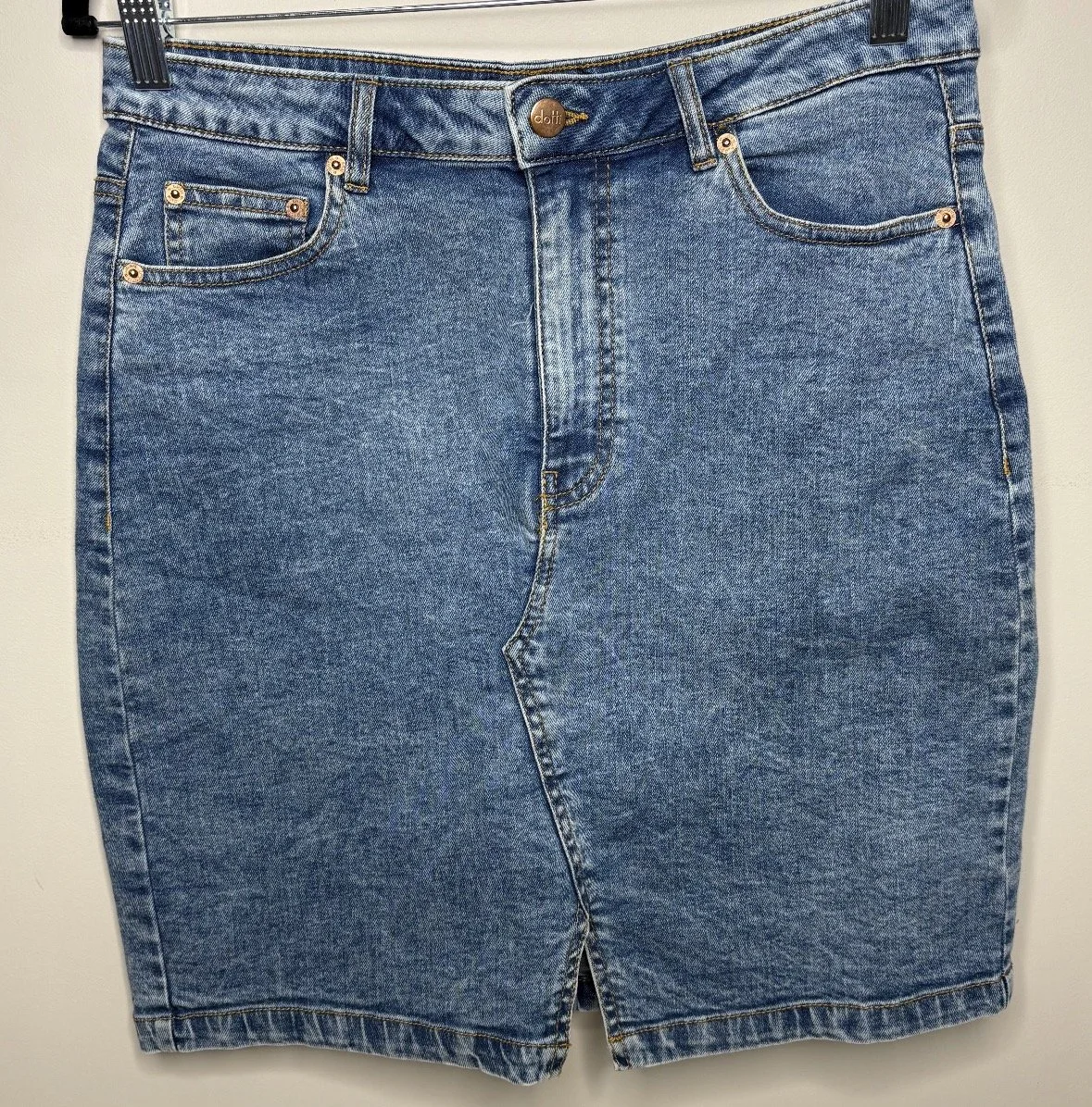 Vintage Acid Wash Denim Mini Skirt - Retro Style (Size 12)