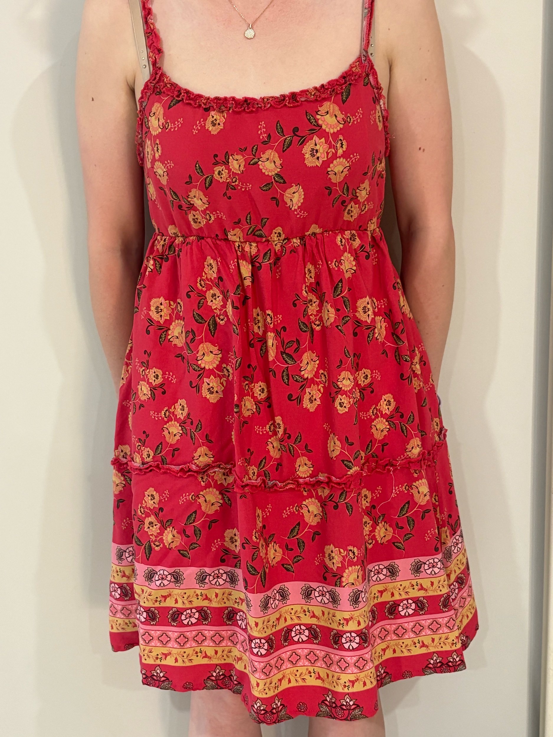 Summer Burnt Orange Short Maxi Dress - Casual (Size 8)