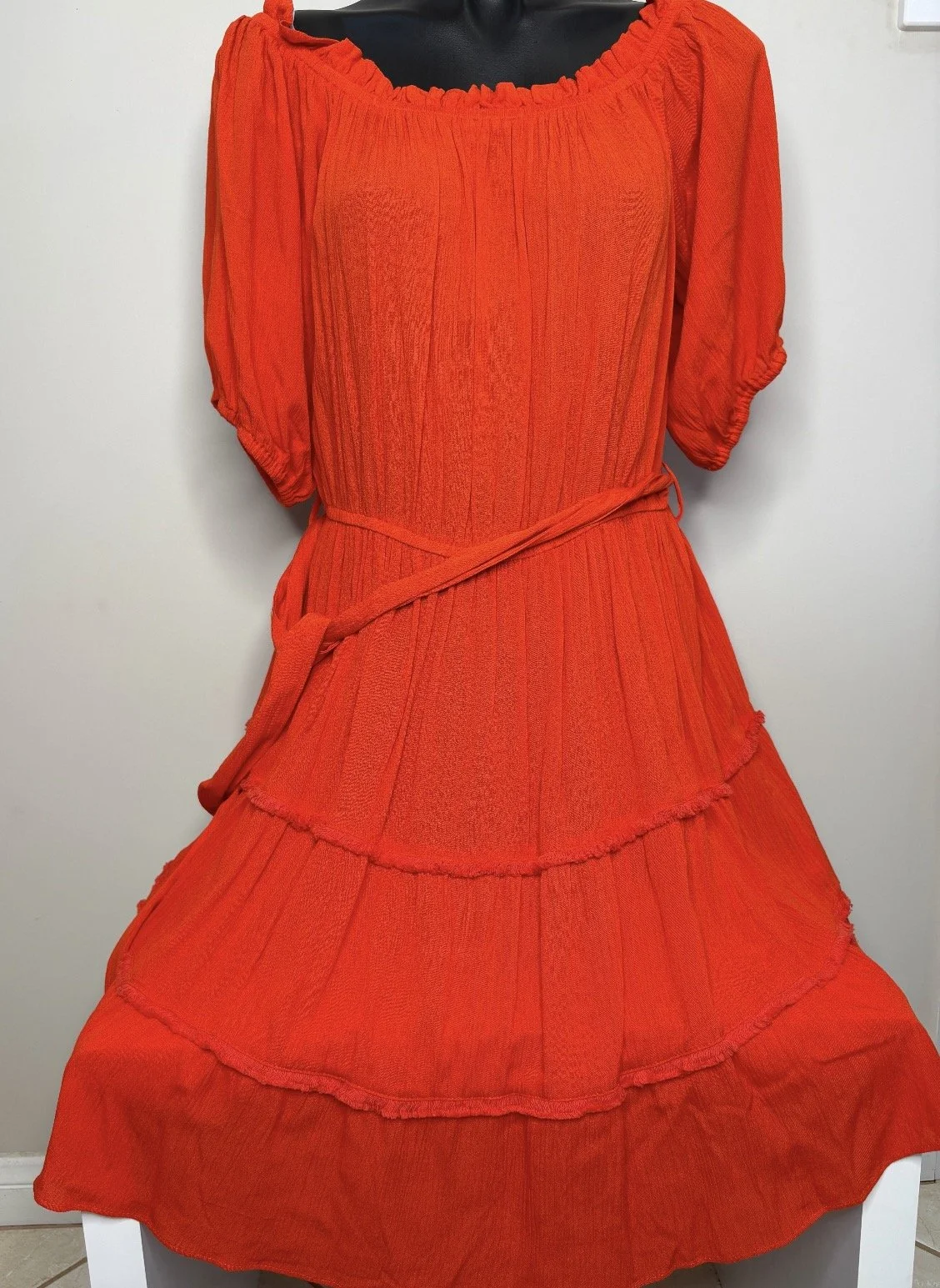 Plus Size " City Chic" Orange Maxi Skater Dress - Smart Casual (Size S)
