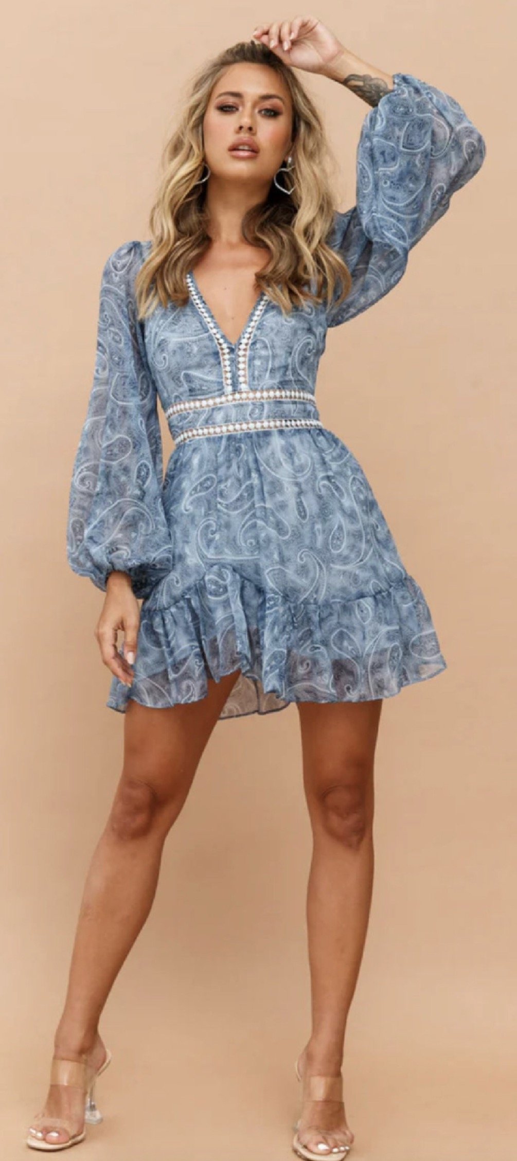 'Sage & Paige' NEW Blue Paisley Skater Dress - Sophisticated (Size 12)