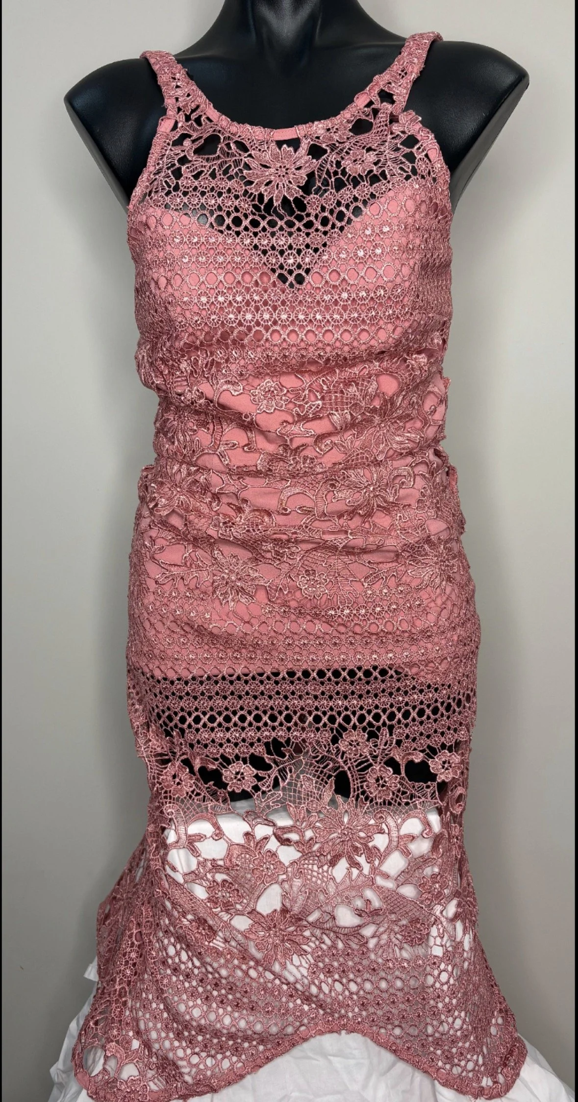 Rose Embroidered  Hi Lo Dress- Smart (Size 10)