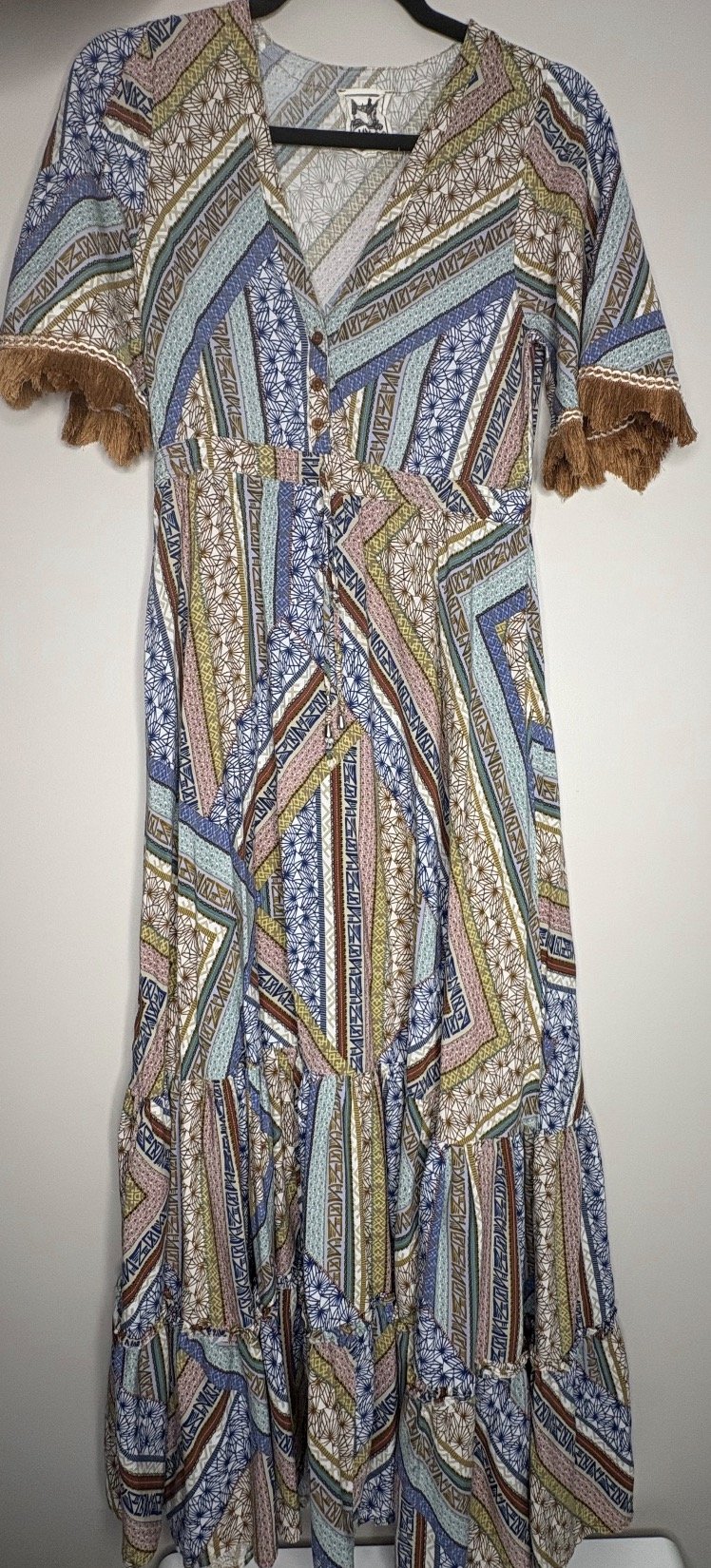 'JAASE' Aztec Maxi Dress- (Size Small)