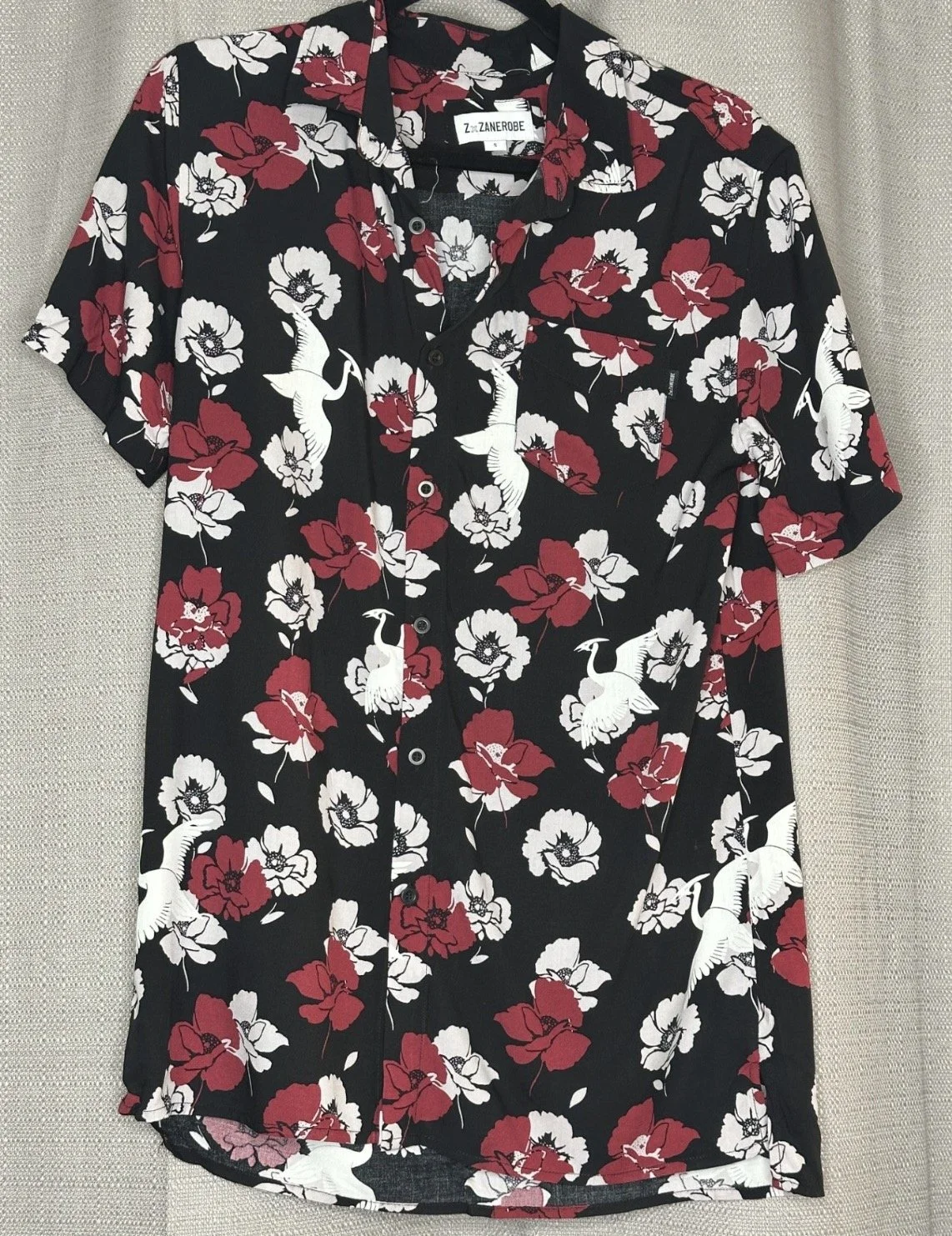 ‘Zanerobe' Red & White Floral Print Button Up Shirt (Size S)