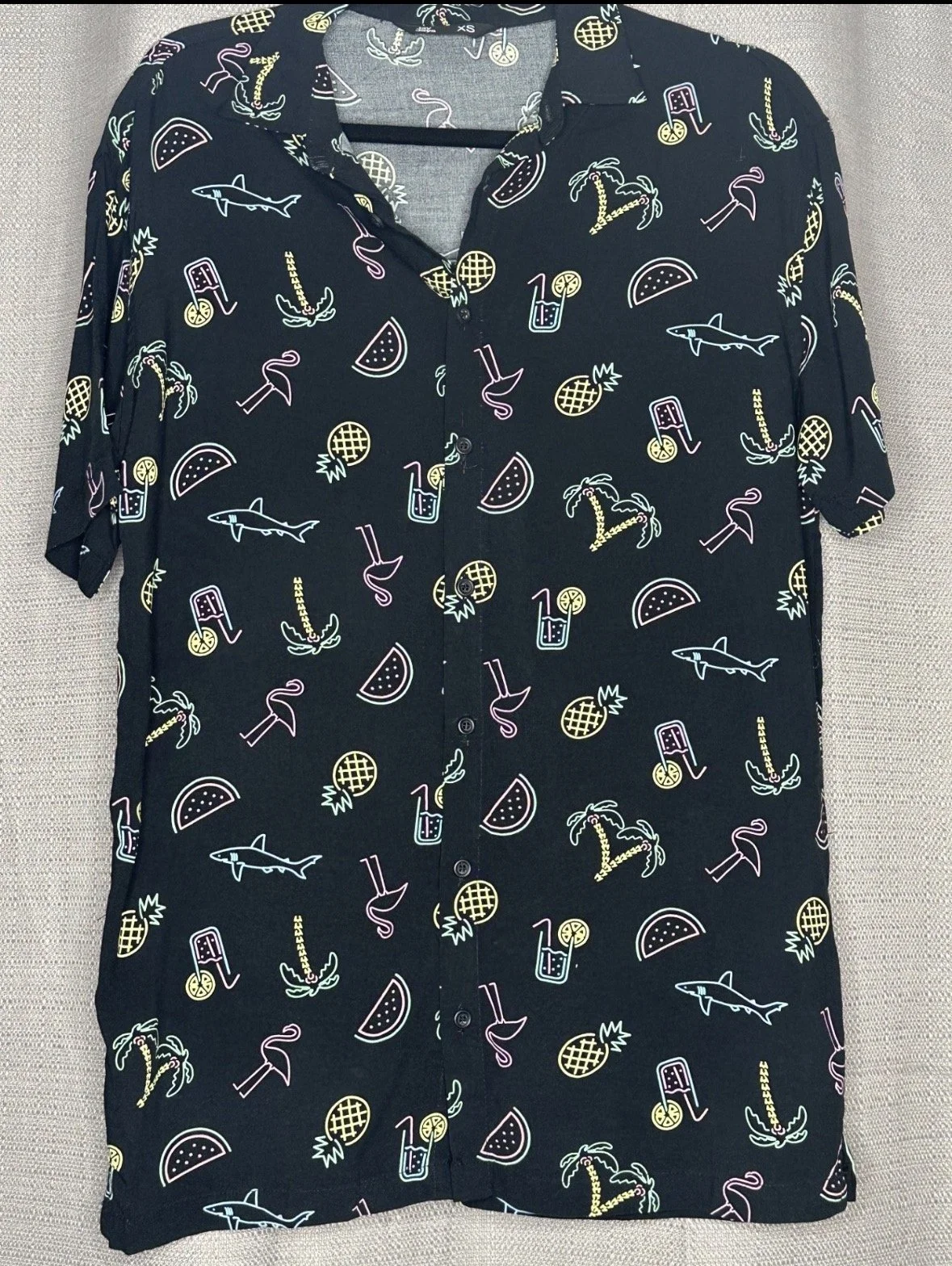 Jay Jays' Tropical Neon Print Button Up Shirt (Size XS)