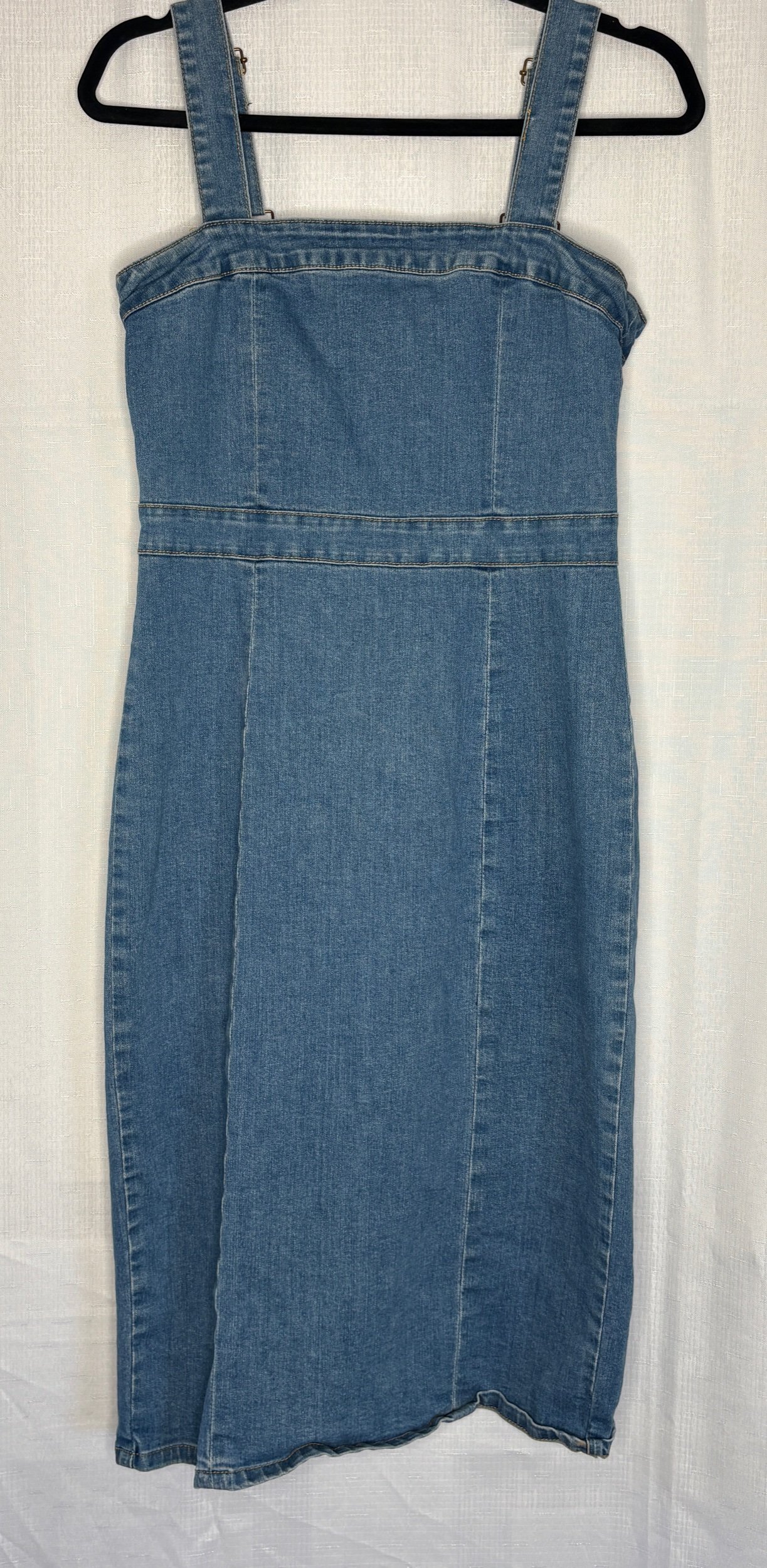 Denim Fitted Tank Dress - Smart Chic (Size 12)