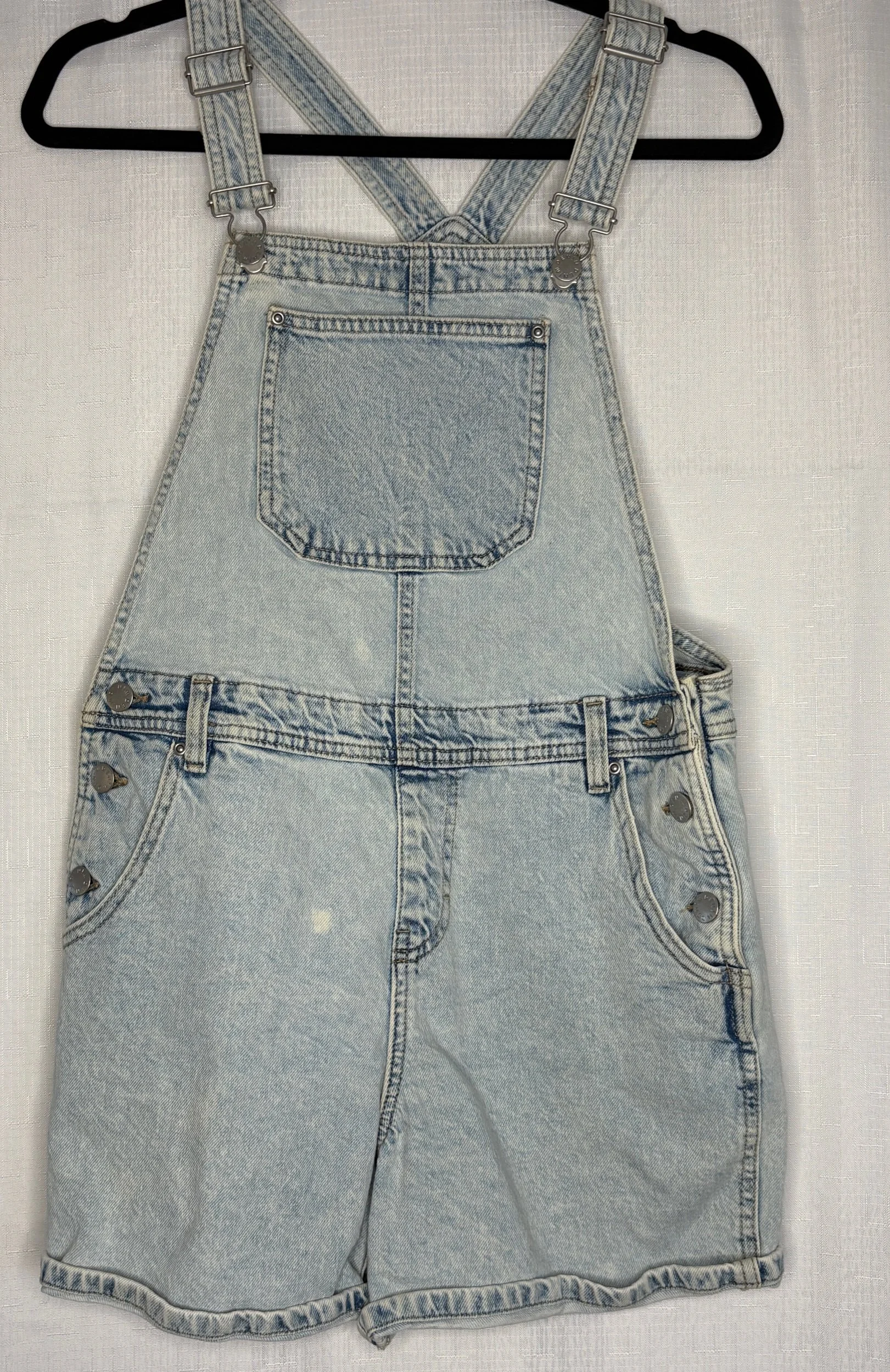 Ladies Light Wash Denim Shorts Overalls - Casual (Size 12)