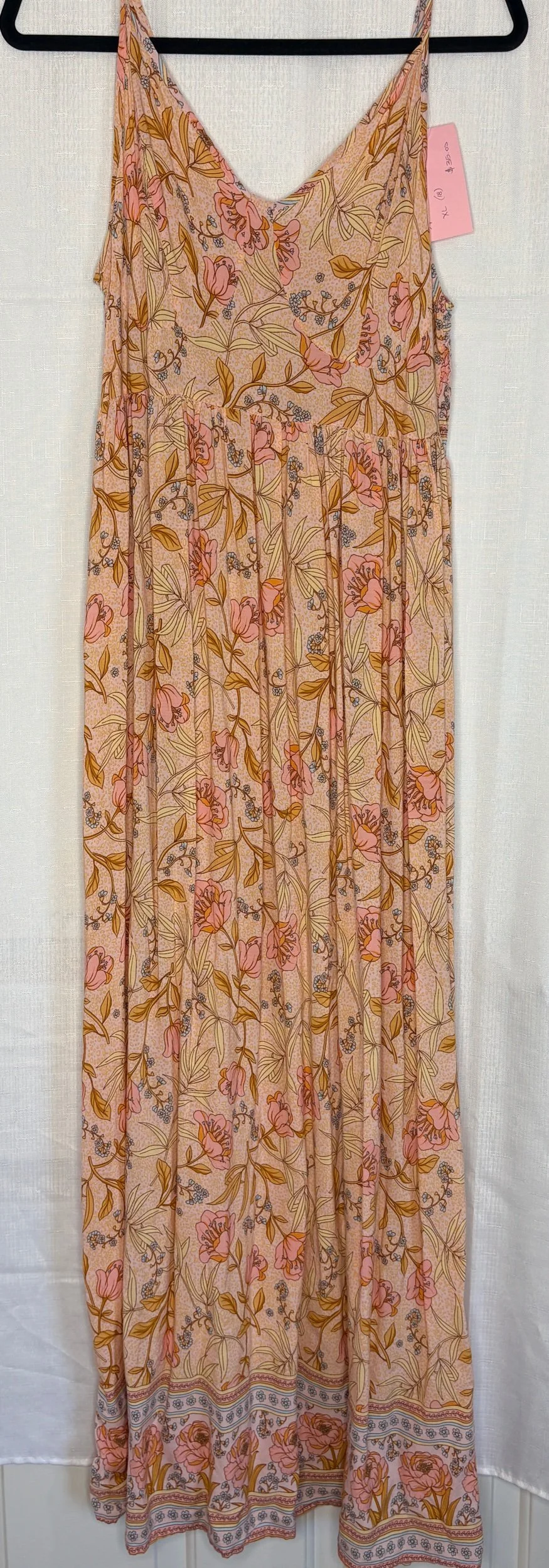 Plus Size Apricot Tank Top Maxi Dress w/ elasticated back - Boho Casual (Size 18)