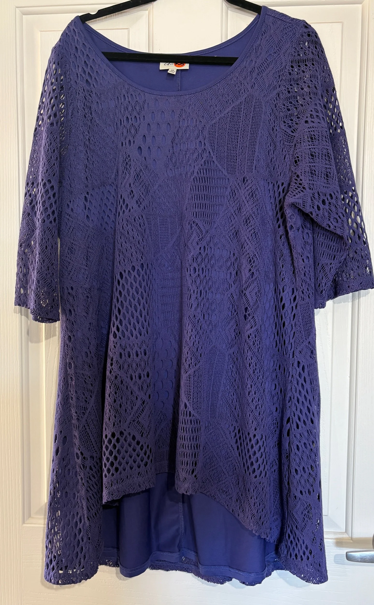 Plus Size Purple Net Swing Top - Boho Casual (Size 20)