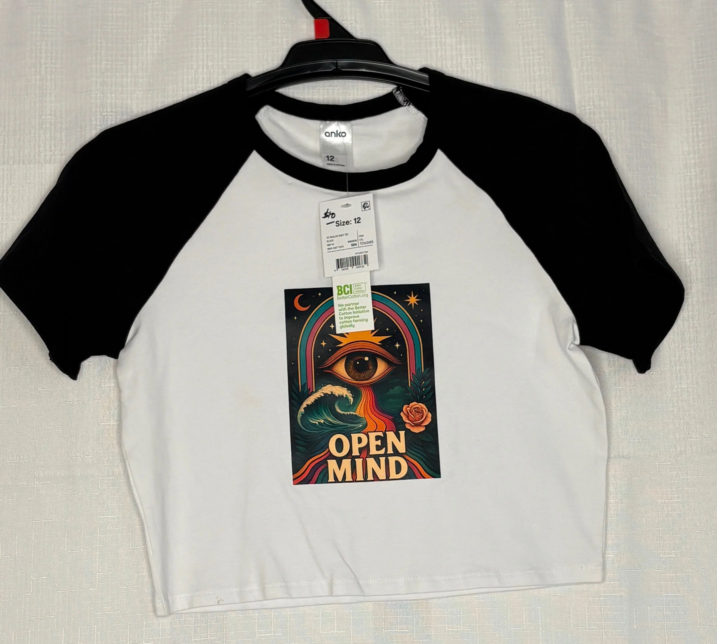 Open Mind Print  Crop Top - Casual (Size 12)