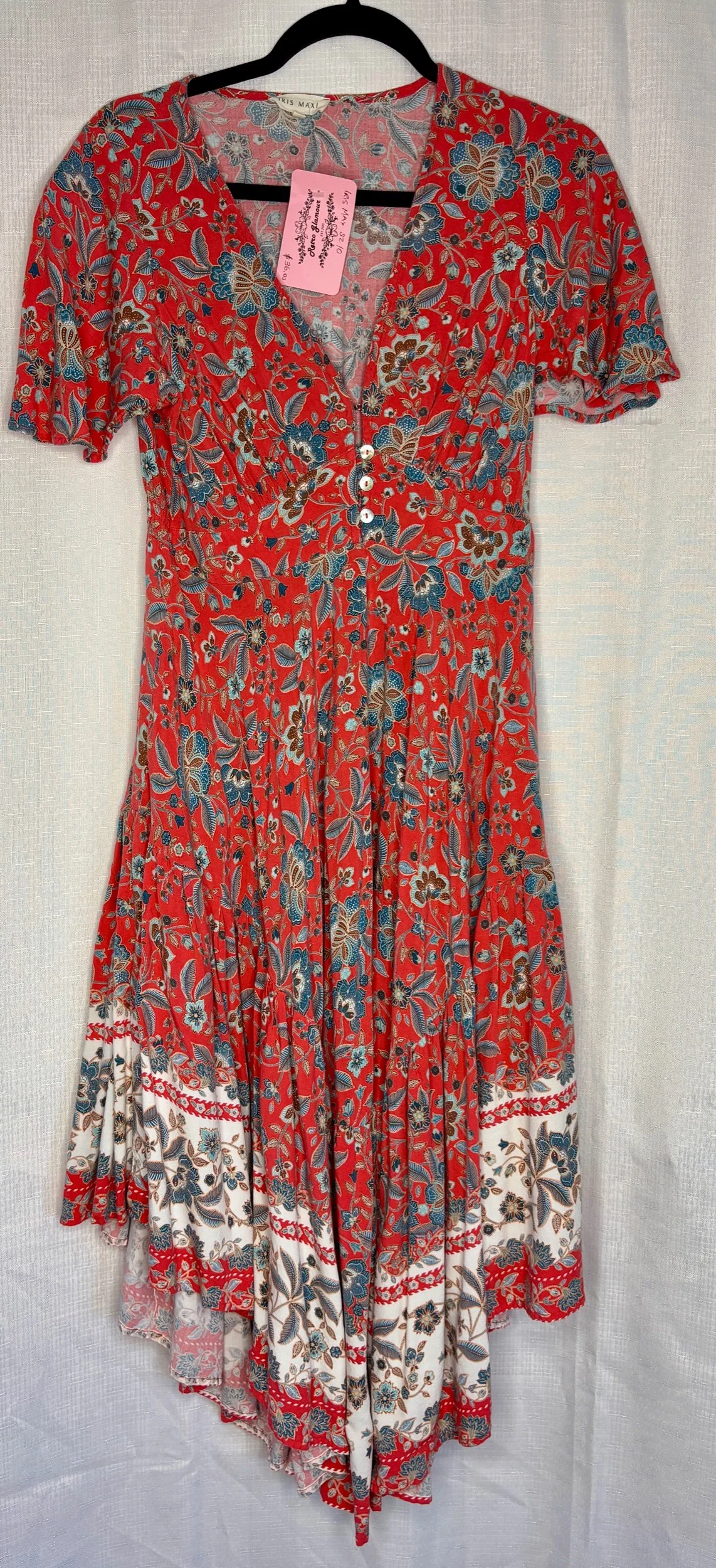 Dark Pink with Blue Boho Floral Low - Hi Hem - Casual (Size 10)