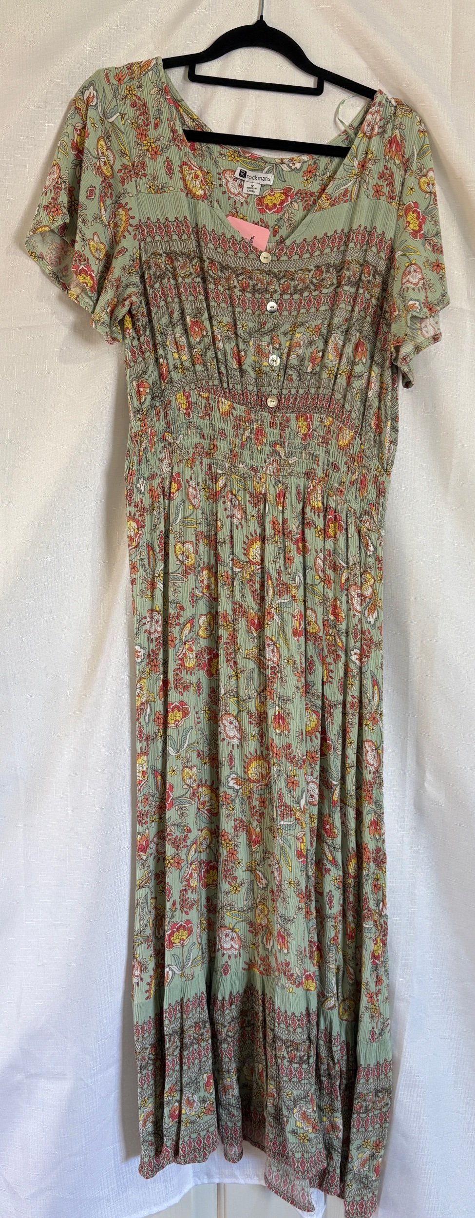 Light Green Crepe Floral Maxi Dress - Smart Casual (Size 12)