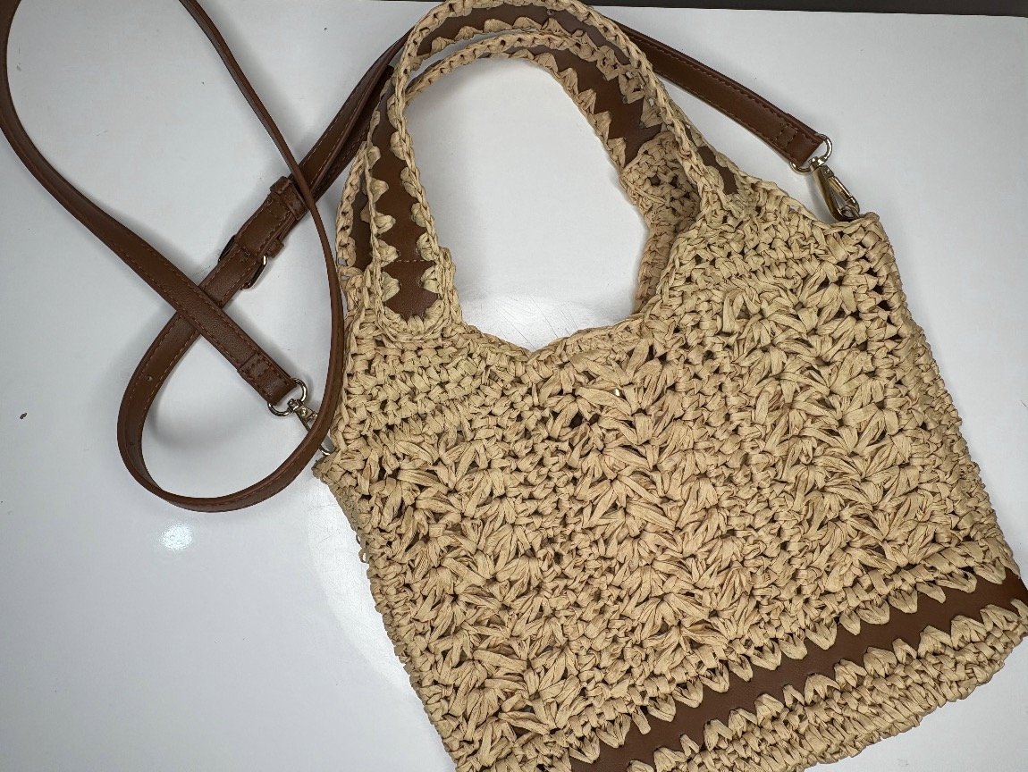 Woven Shoulder Bag with leather strap