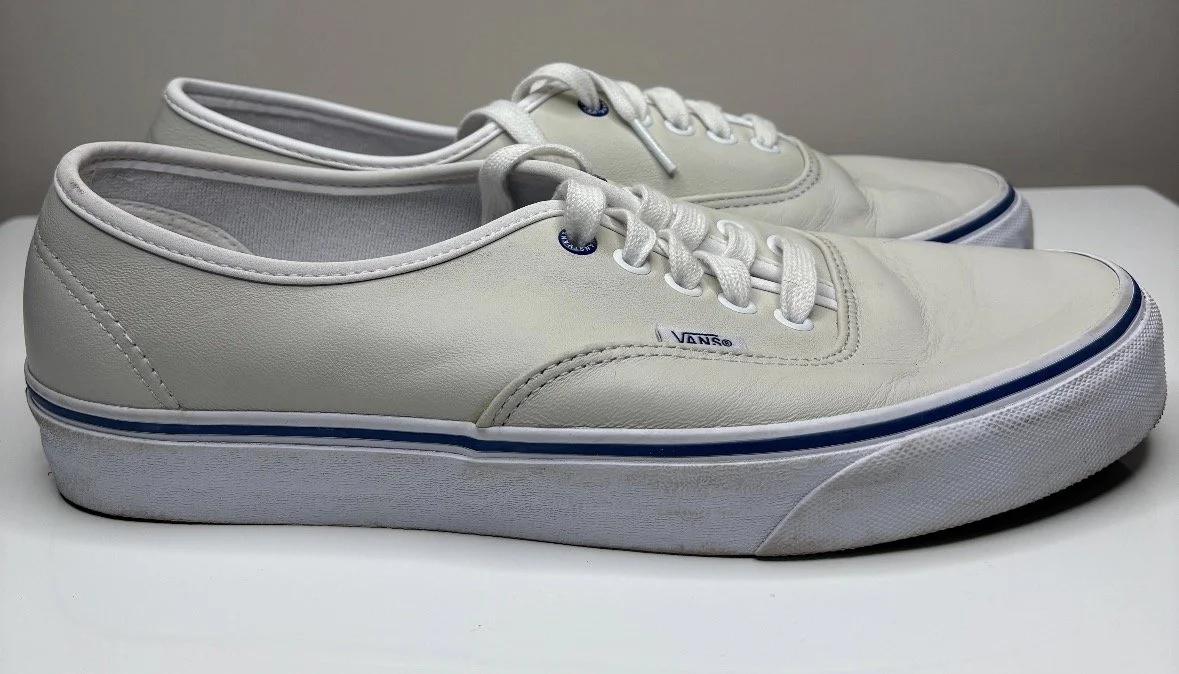 Vans Cream Leather Shoes (Size 10)