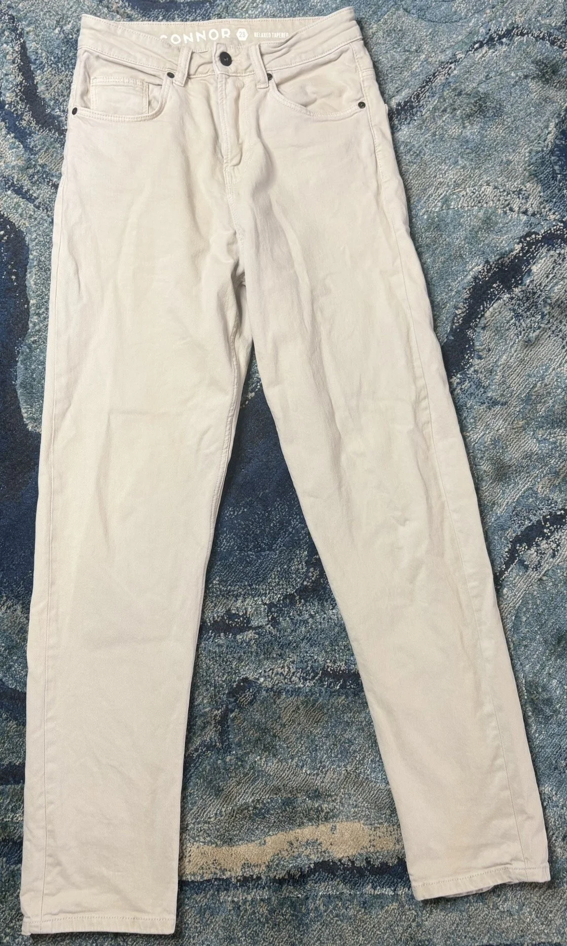 Mens Connor Relaxed Tapered Jean - Cream Casual (Size 28)