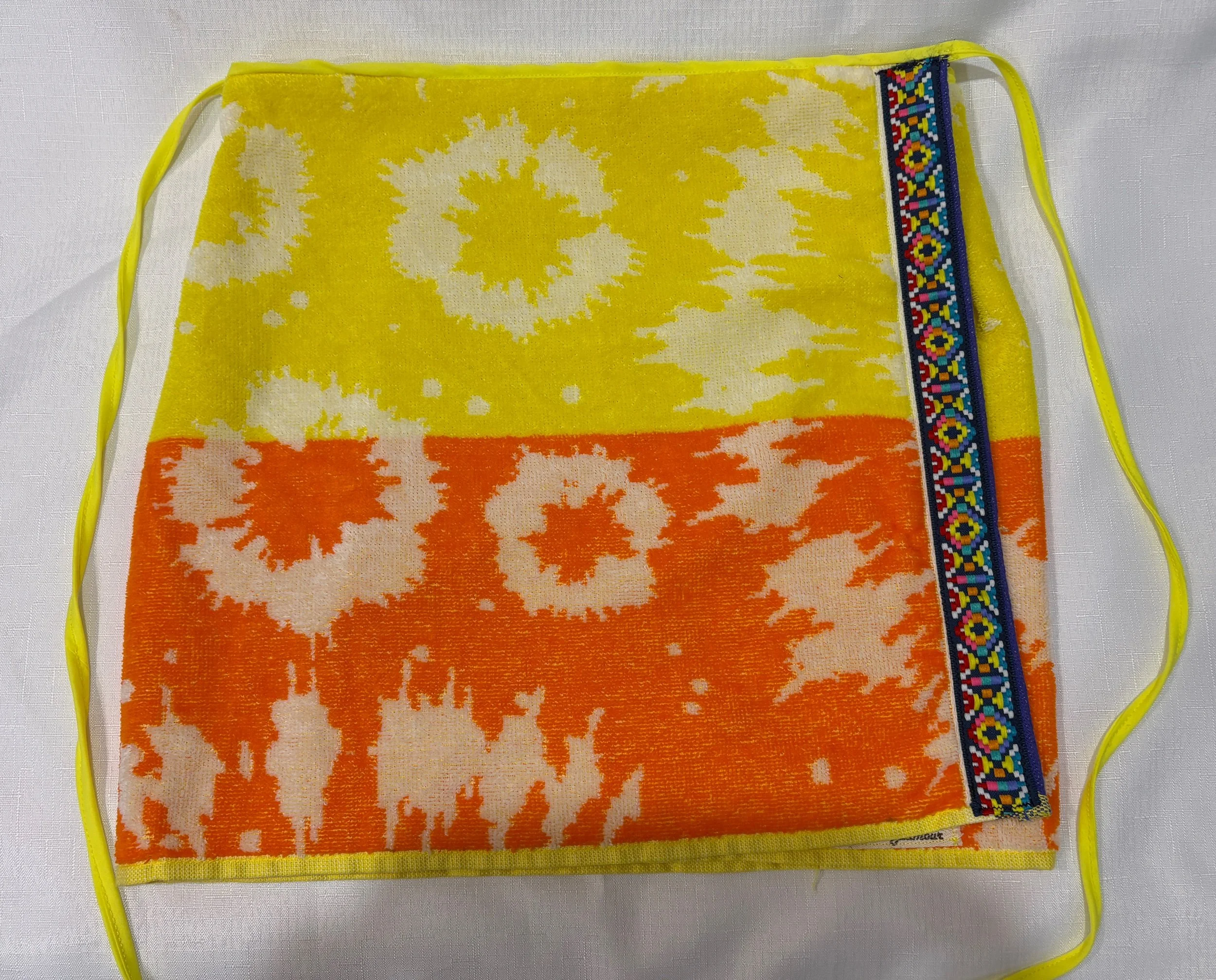 Bright Yellow/ Orange Tie Dye Towel Wrap Skirt ( 111cm)