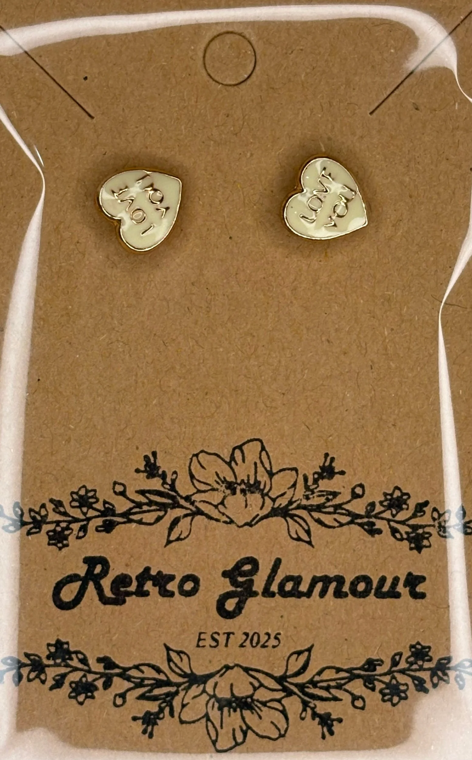 Yellow Heart "Love You" Stud Earrings