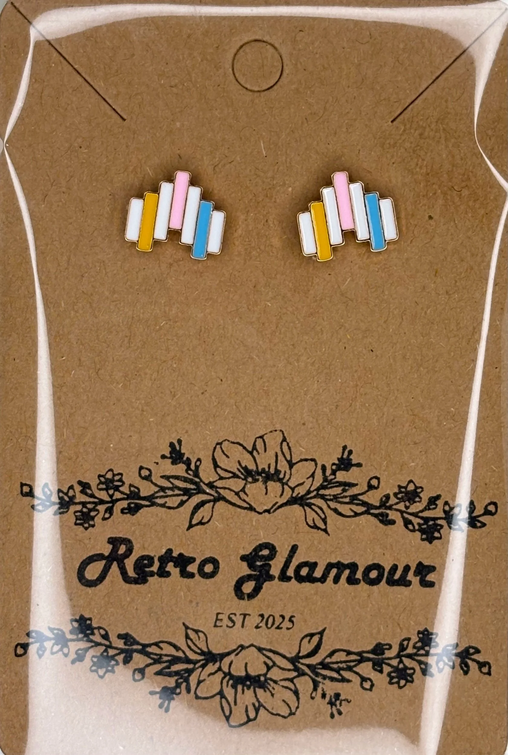 Pastel Staggered Arrow Stud Earrings