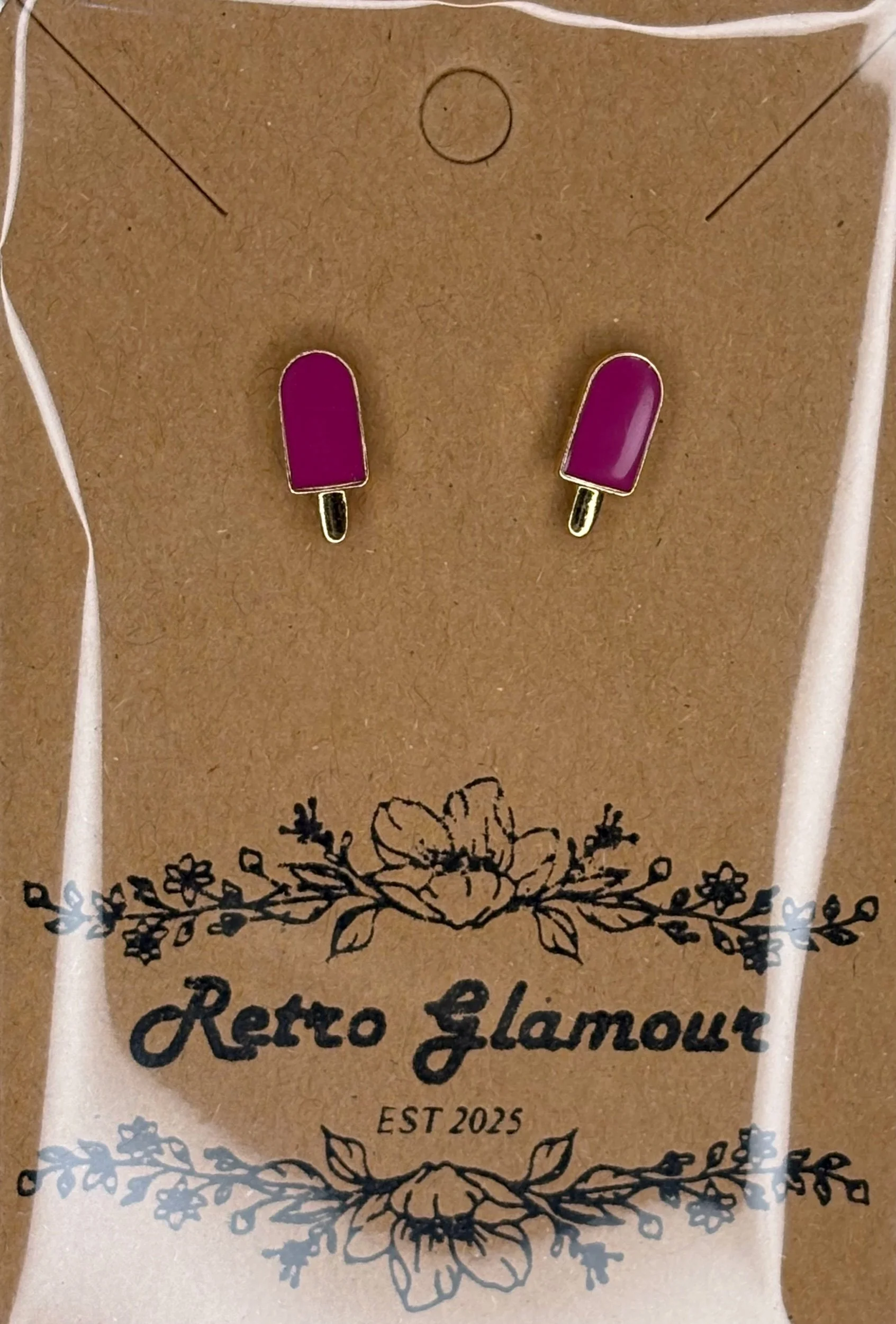 Pink Ice Cream Stud Earrings