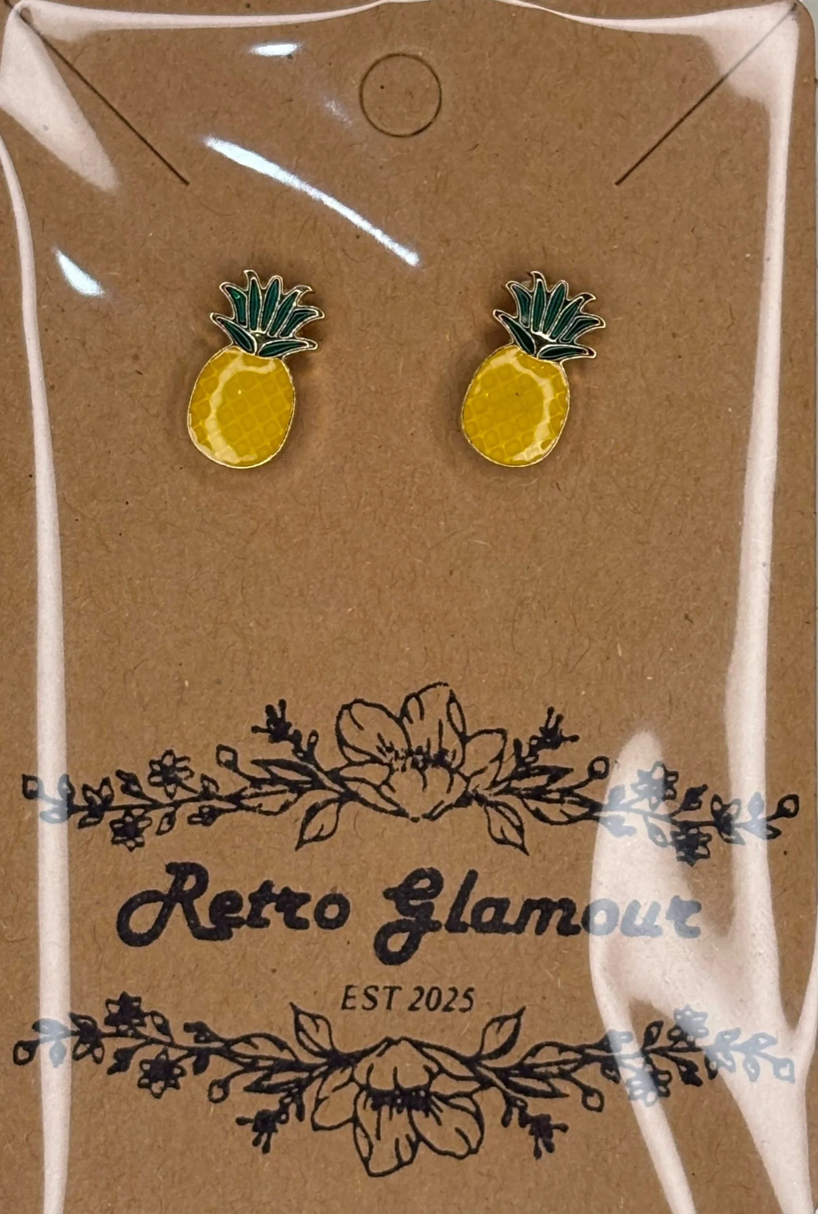 Yellow Pineapple Stud Earrings