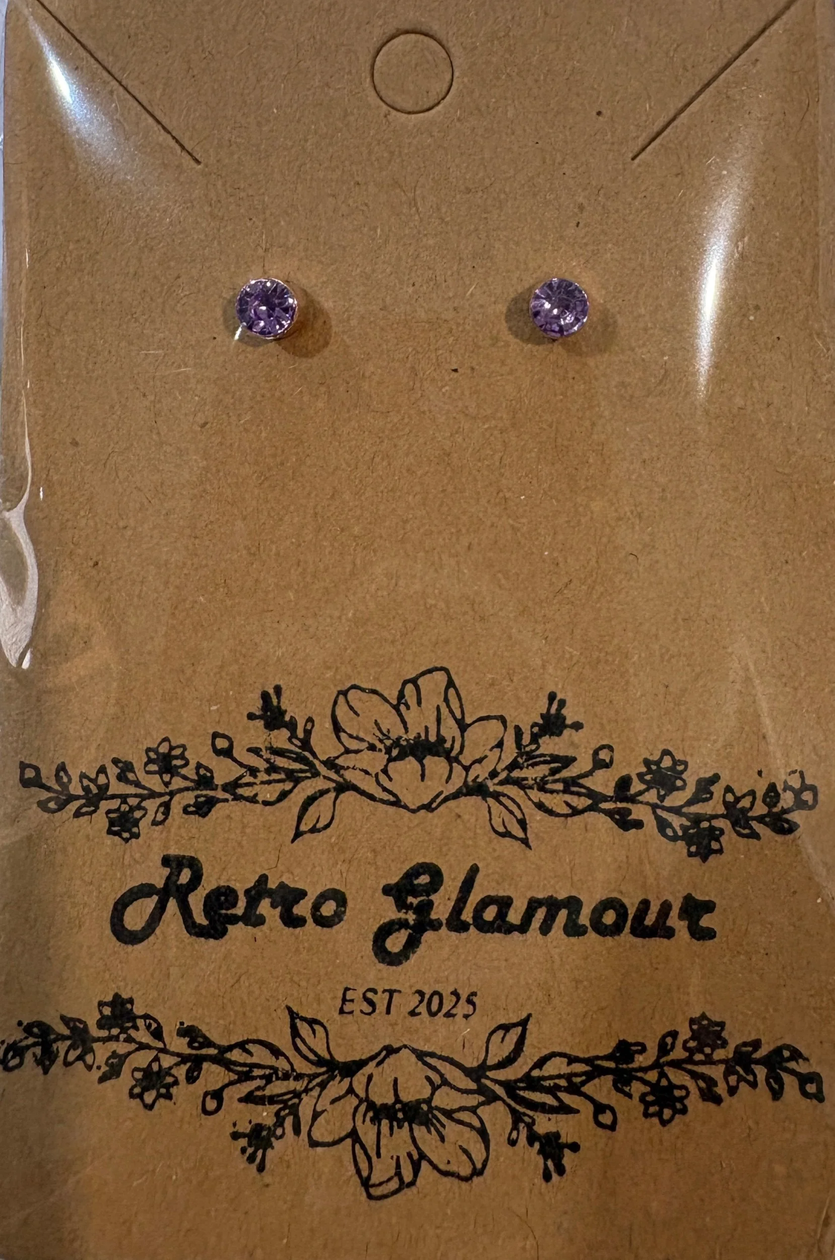 Purple Medium Sparkly Stud Earrings