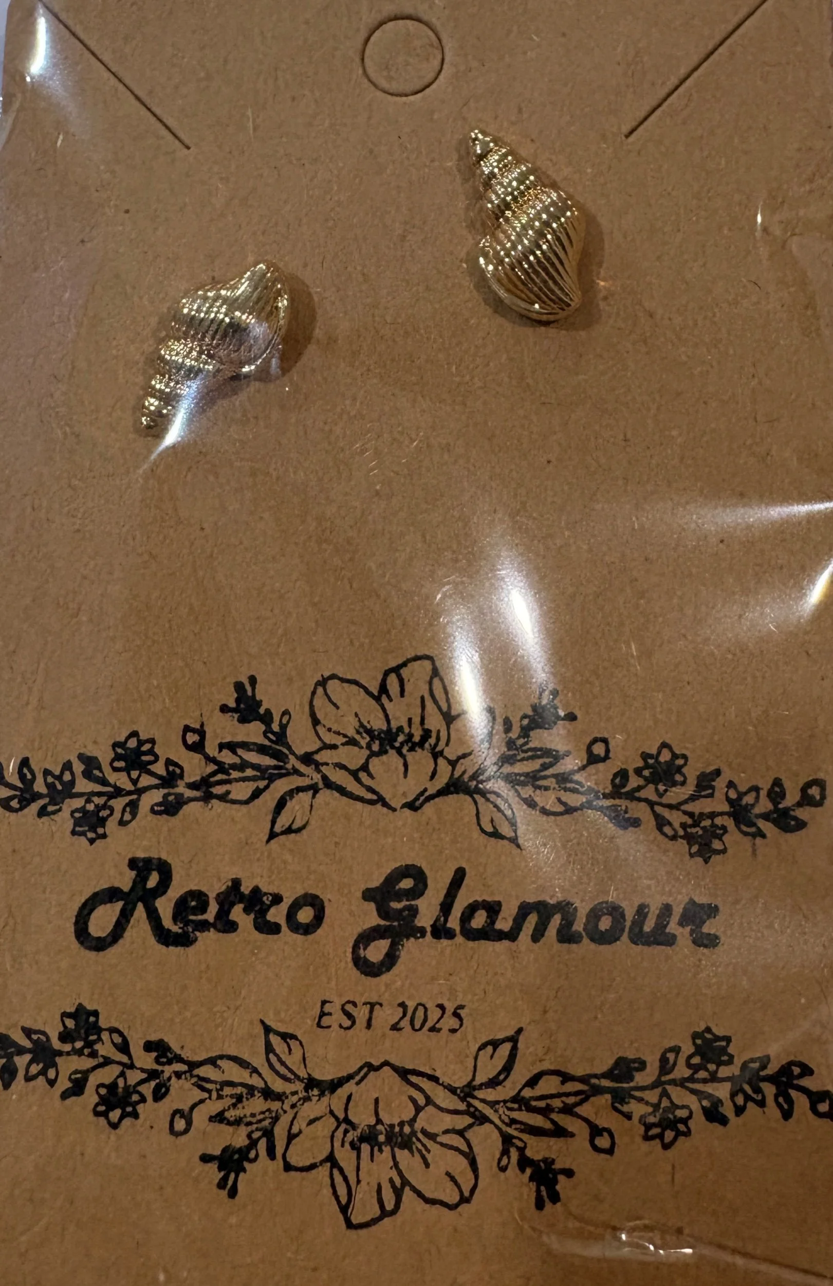 Gold Cone Shell Stud Earrings