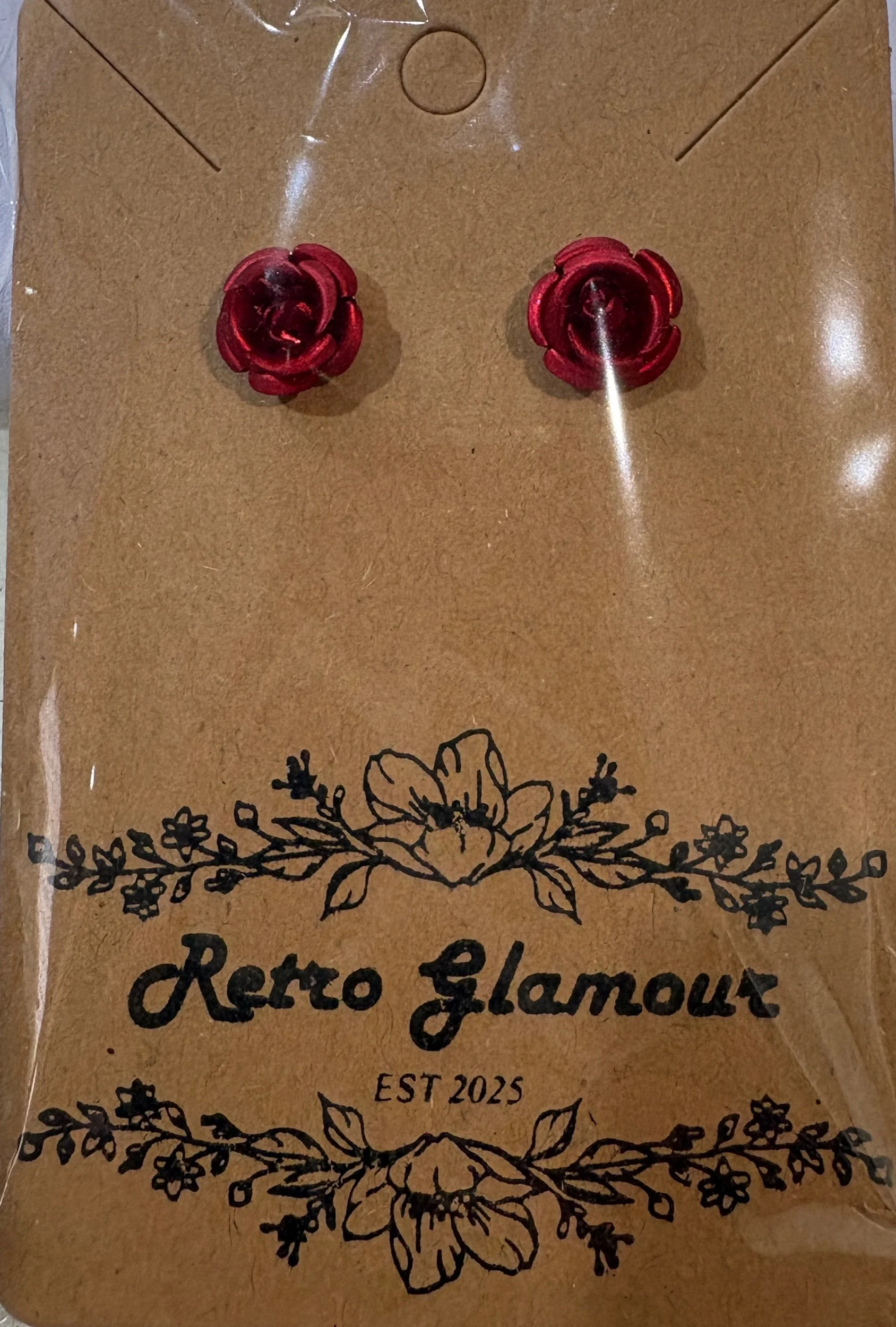 Red Rose Stud Earrings