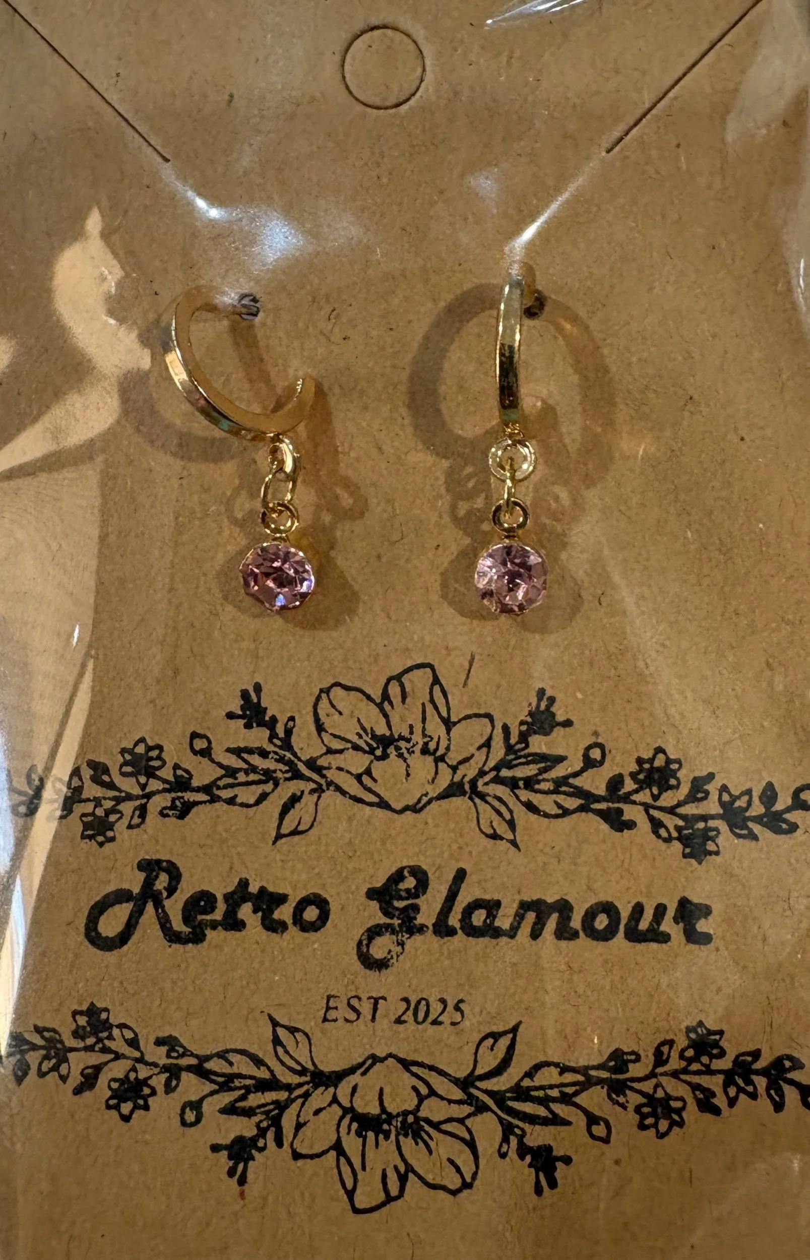 Pink Sparkle Hoop Stud Earrings