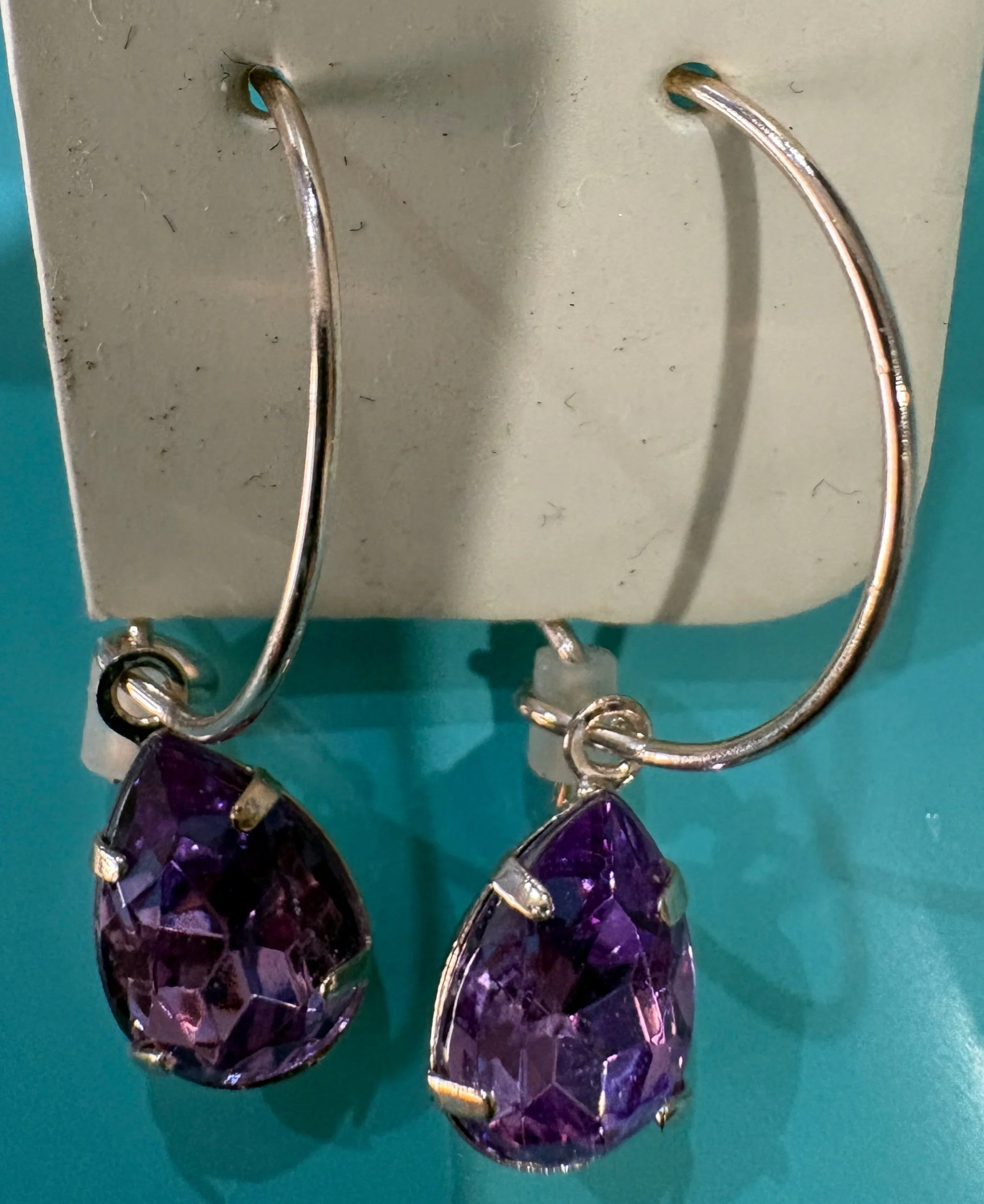 Purple Teardrop Hoops